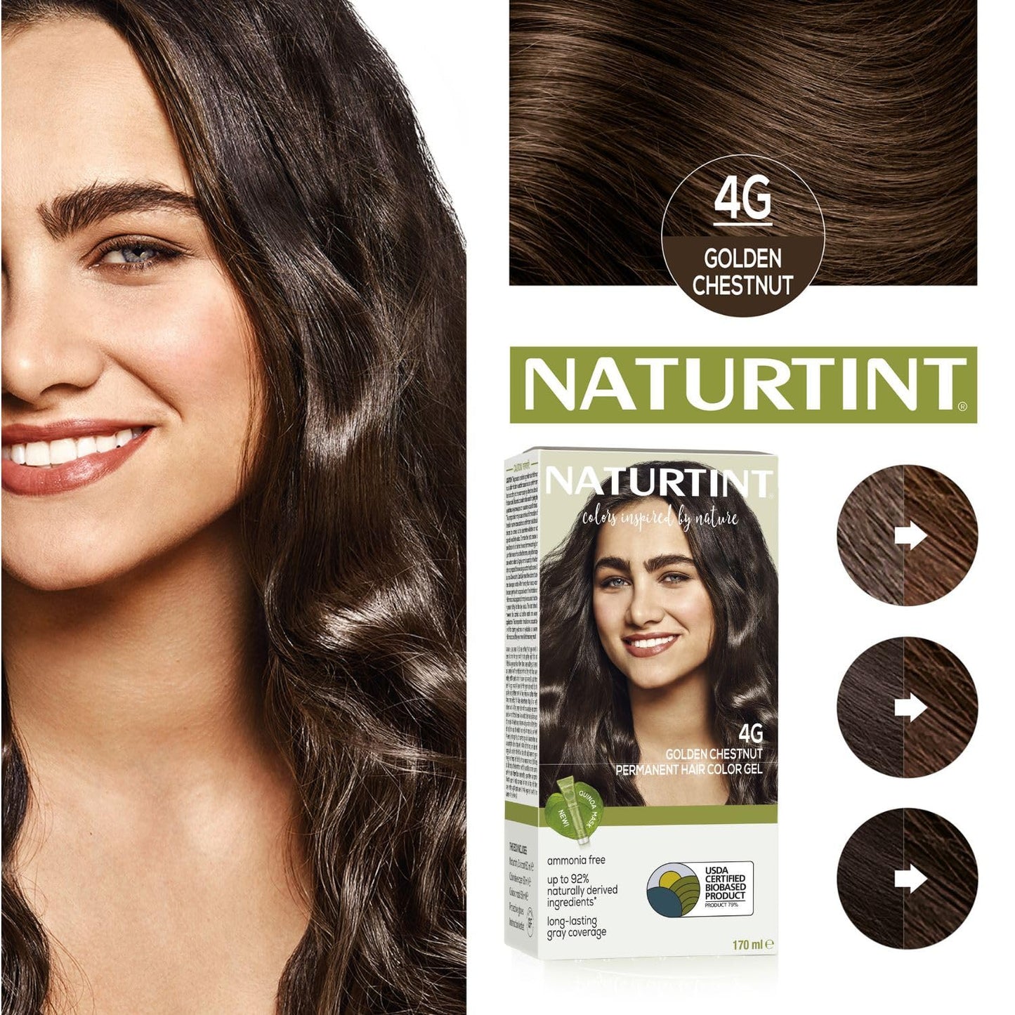 Naturtint Permanent Hair Color 4G Golden Chestnut (Pack of 1), Ammonia Free, Vegan, Cruelty Free, up to 100% Gray Coverage, Long Lasting Results Beauty & Personal Care Naturtint