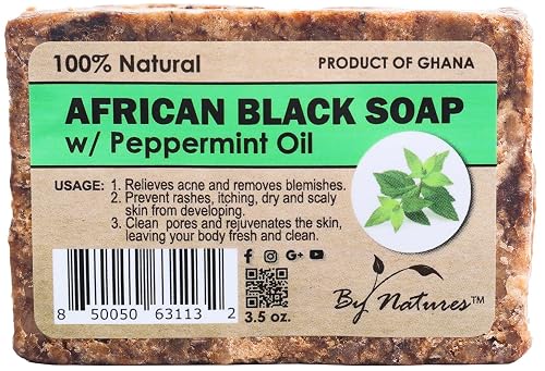 By Natures African Black Soap Peppermint Oil 3.5 Oz (Pack of 1) Beauty & Personal Care By Natures