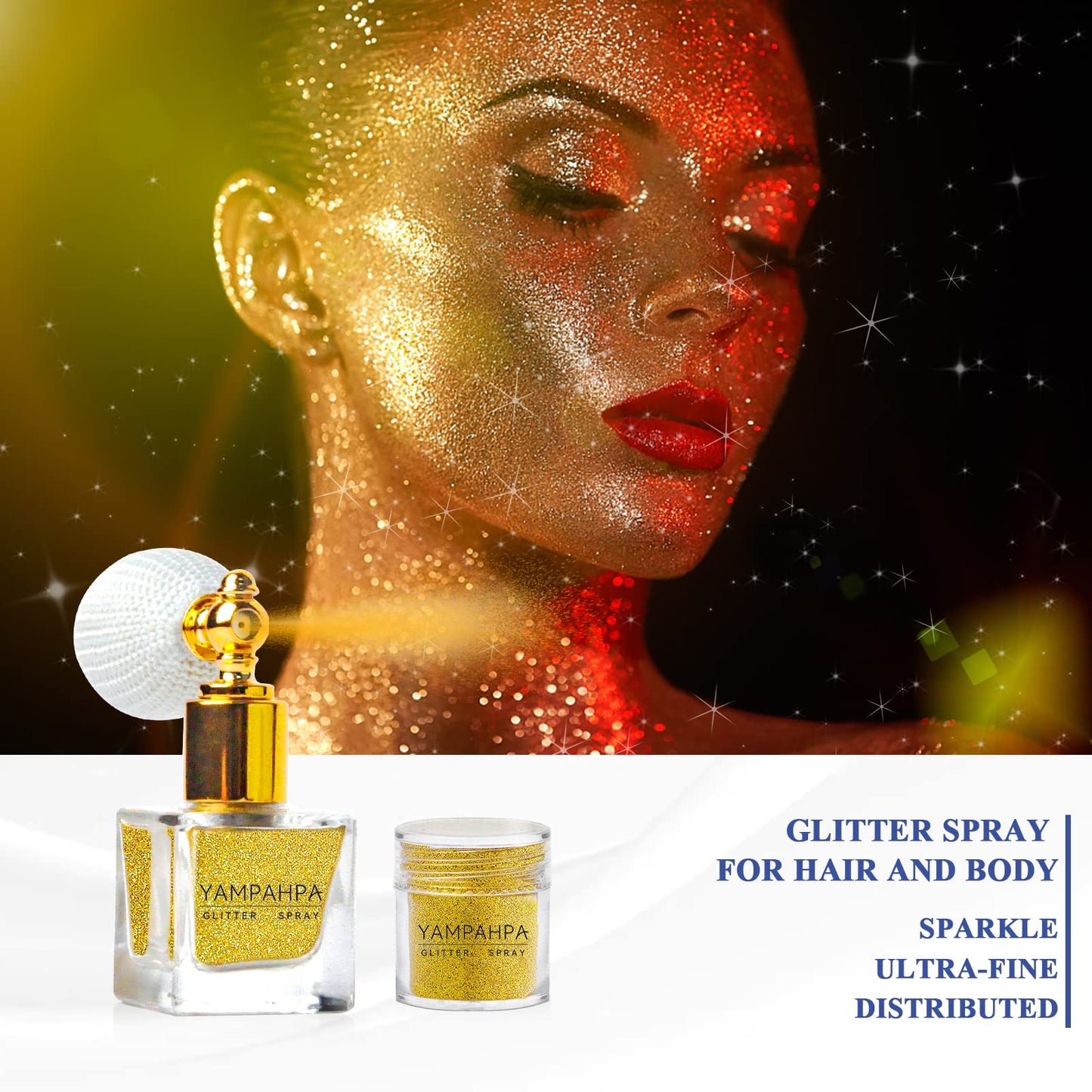 Body Glitter Spray, Gold Glitter Spray for Hair and Body, Include 1 Jar of Refills Beauty & Personal Care Yampahpa