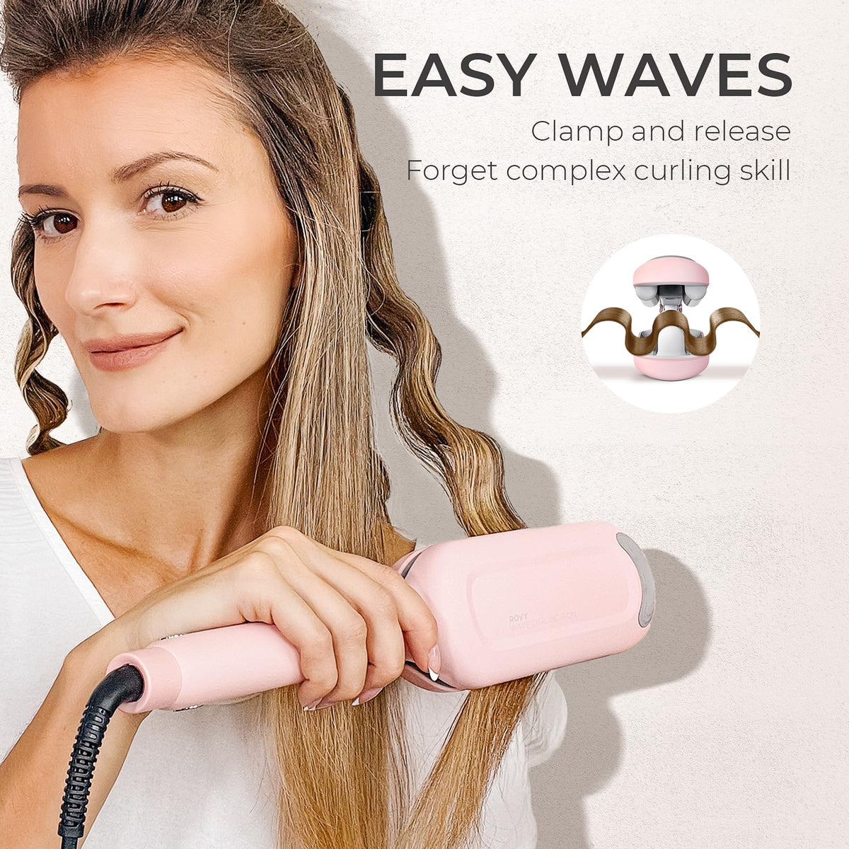 TYMO ROVY Hair Crimper & Curling Iron – 1.25" Ceramic 3 Barrel Deep Waver for Beach Waves, Ionic Curling Wand with Dual Voltage, Anti-Scald, Pink Beauty & Personal Care TYMO