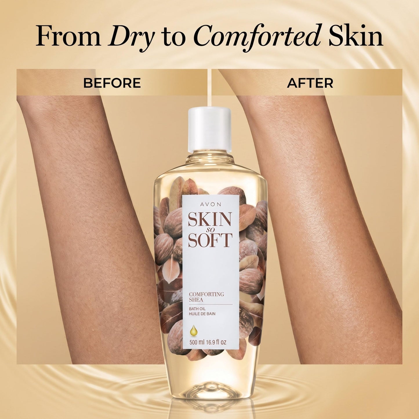 AVON Skin So Soft Comforting Shea Bath Oil, 16.9 fl oz - with Shea Butter, Vitamins A & E - Vanilla, Sandalwood & Musk Scent Beauty and Personal Care AVON