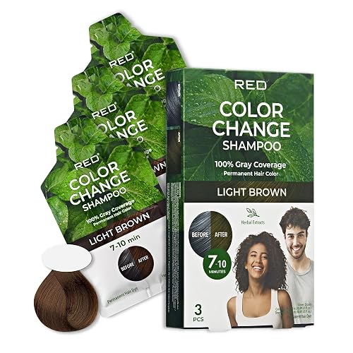 Red by Kiss Color Change Shampoo - Permanent Hair Color with 100% Gray Coverage, Quick 7-10 Minute Formula, No Tools Needed, Herbal Extracts, Includes Beauty & Personal Care Red by Kiss