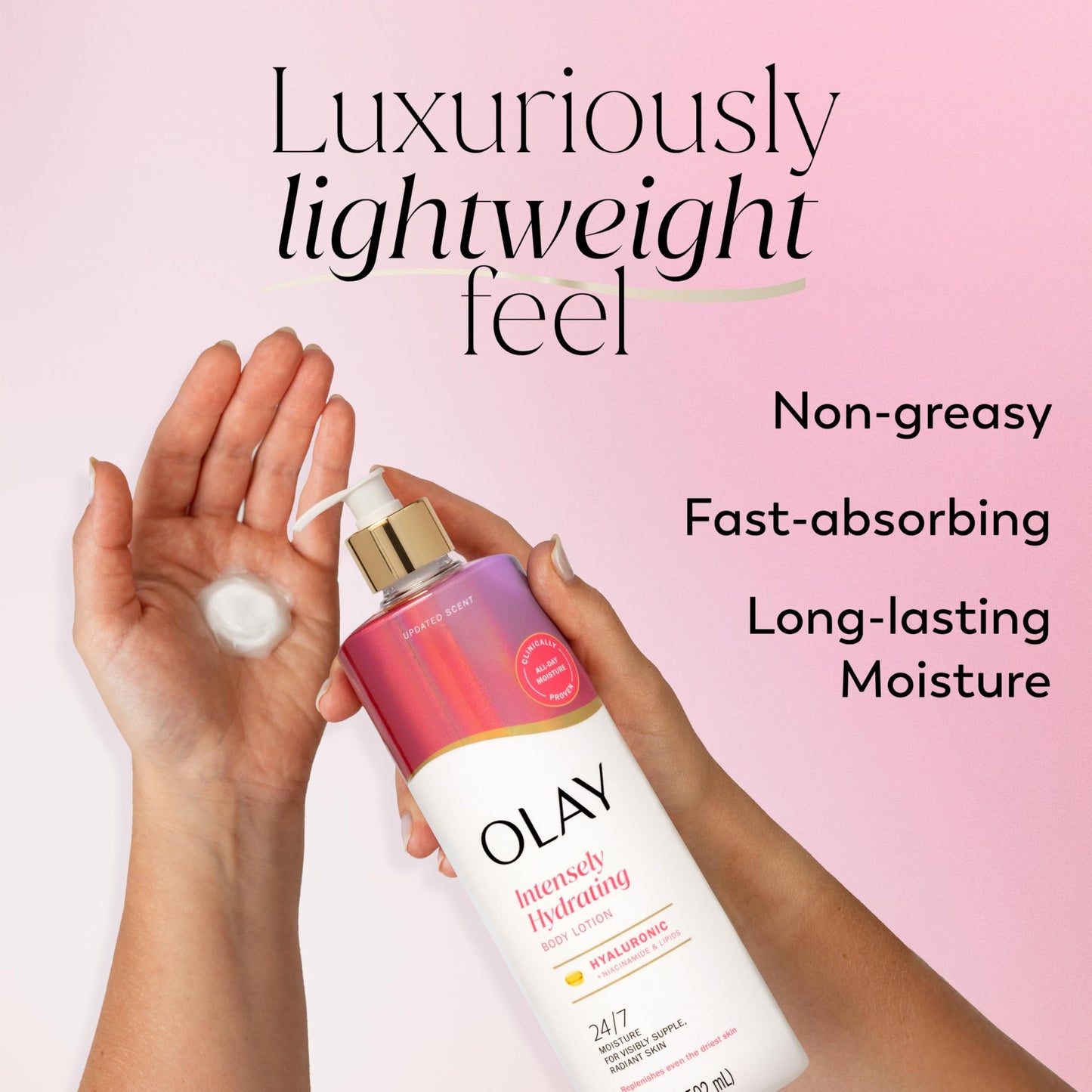 Olay Body Lotion for Women, Nourishing with Hyaluronic Acid Serum, Visibly Soften & Smooth Skin, 24hr Moisture & Hydration, Fast Absorbing Formula Beauty & Personal Care Olay