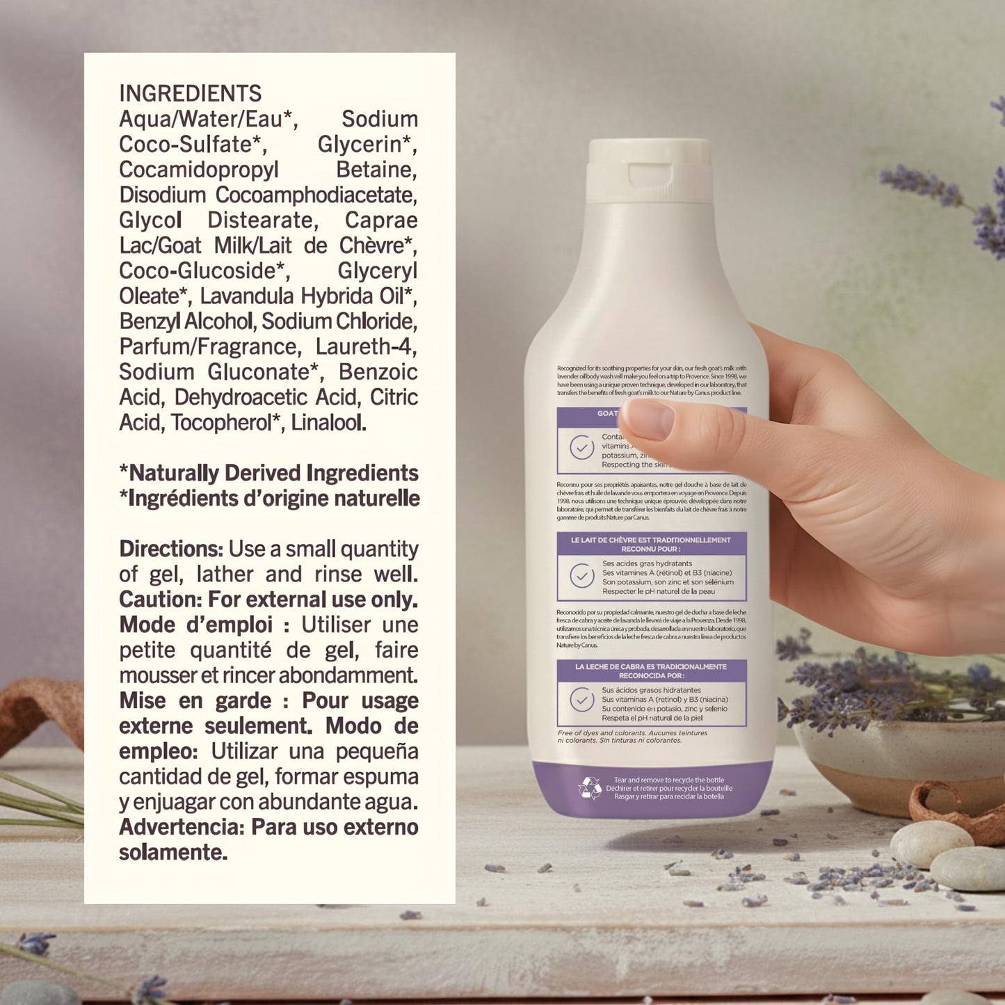 Nature by Canus, Natural Cleanser, Moisturizing Lavender Body wash with Goat Milk, for all skin types 16.9 Fl Oz Beauty & Personal Care Nature by Canus