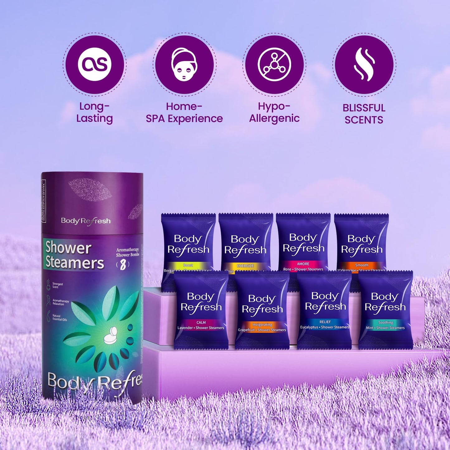 Shower Steamers Aromatherapy 8 Pack - Shower Bombs with Natural Essential Oils, Gifts for Women Mom Wife Men, Birthday Gifts for Women,Self Care Beauty and Personal Care BodyRefresh