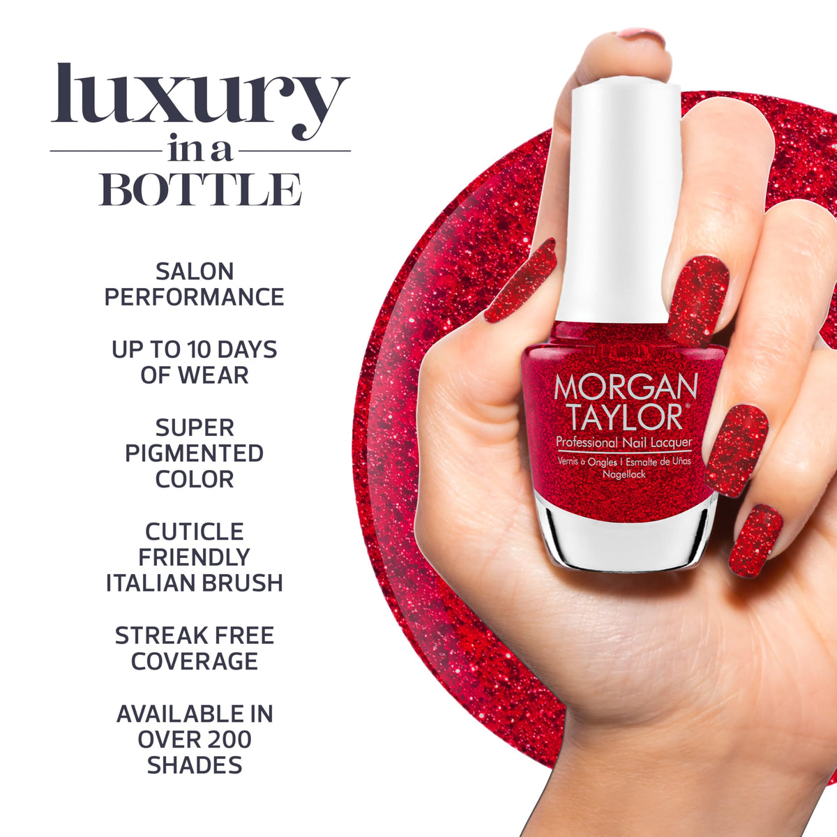 Morgan Taylor Floral Wonderland Collection Lacquer Nail Polish - Poinsettia Stardust, 15mL