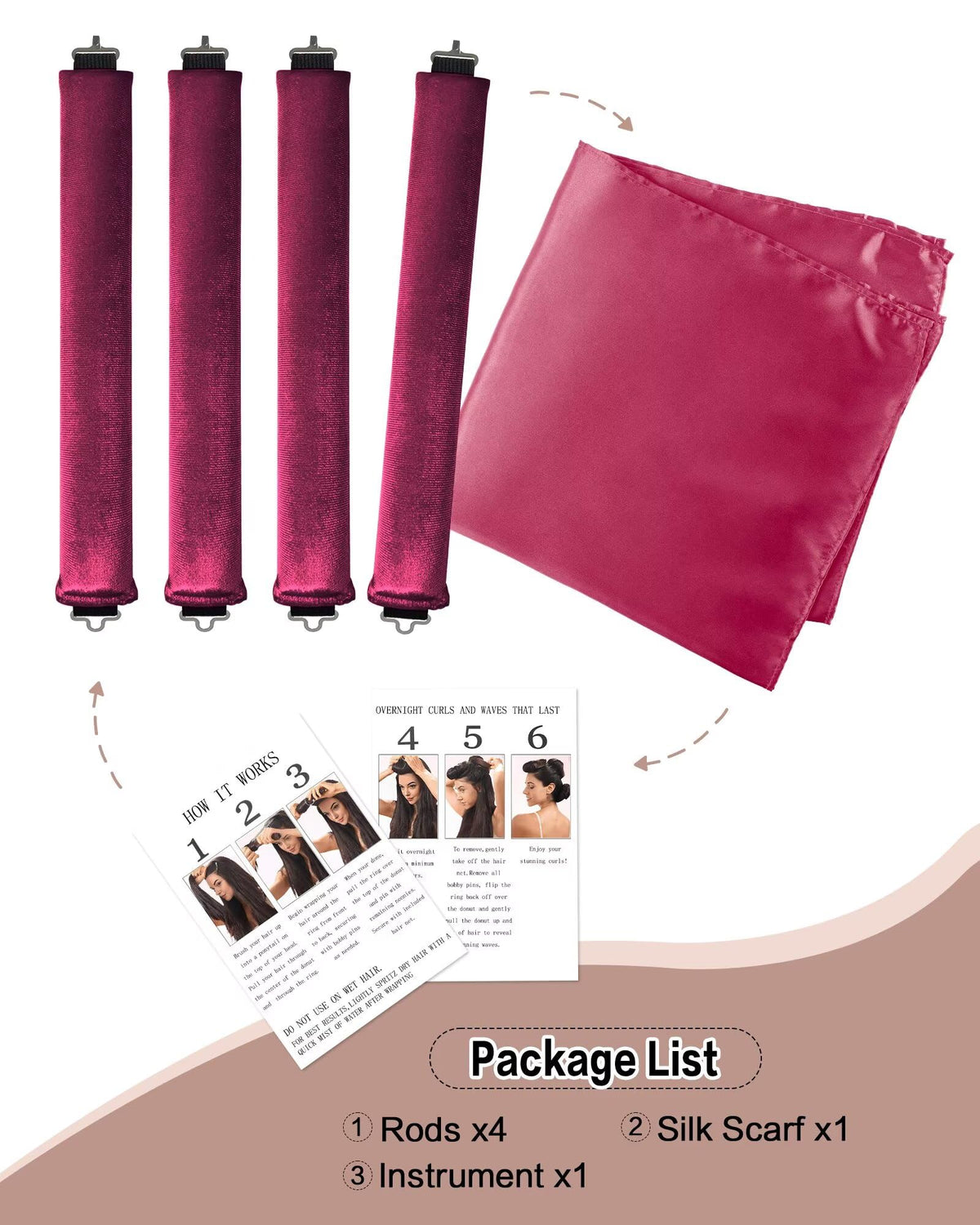Seritant Heatless Curls Overnight with Satin Head Scarf, Velvet Hair Rollers for Blowout Look, No Heat Curling Rod for Long Thick Hair, Soft Sleep In