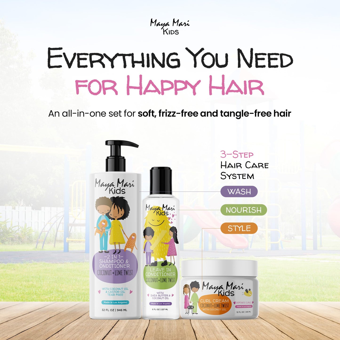 Kids Curly Hair Gift Set | 2-in-1 Kids Shampoo & Conditioner, Curl Cream, & Leave-In Conditioner | Shea Butter, Tear-Free, Frizz Control Beauty & Personal Care MAYA MARI