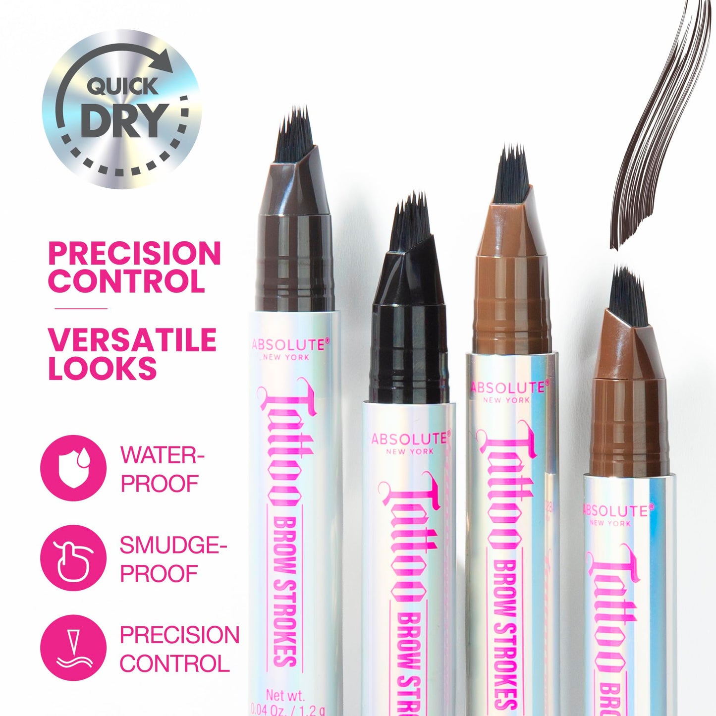 Absolute New York Tattoo Brow Strokes, Natural Mirco Bladed Effect, Define and Perfect Brows (MEBT01 Black) Beauty & Personal Care Absolute New York