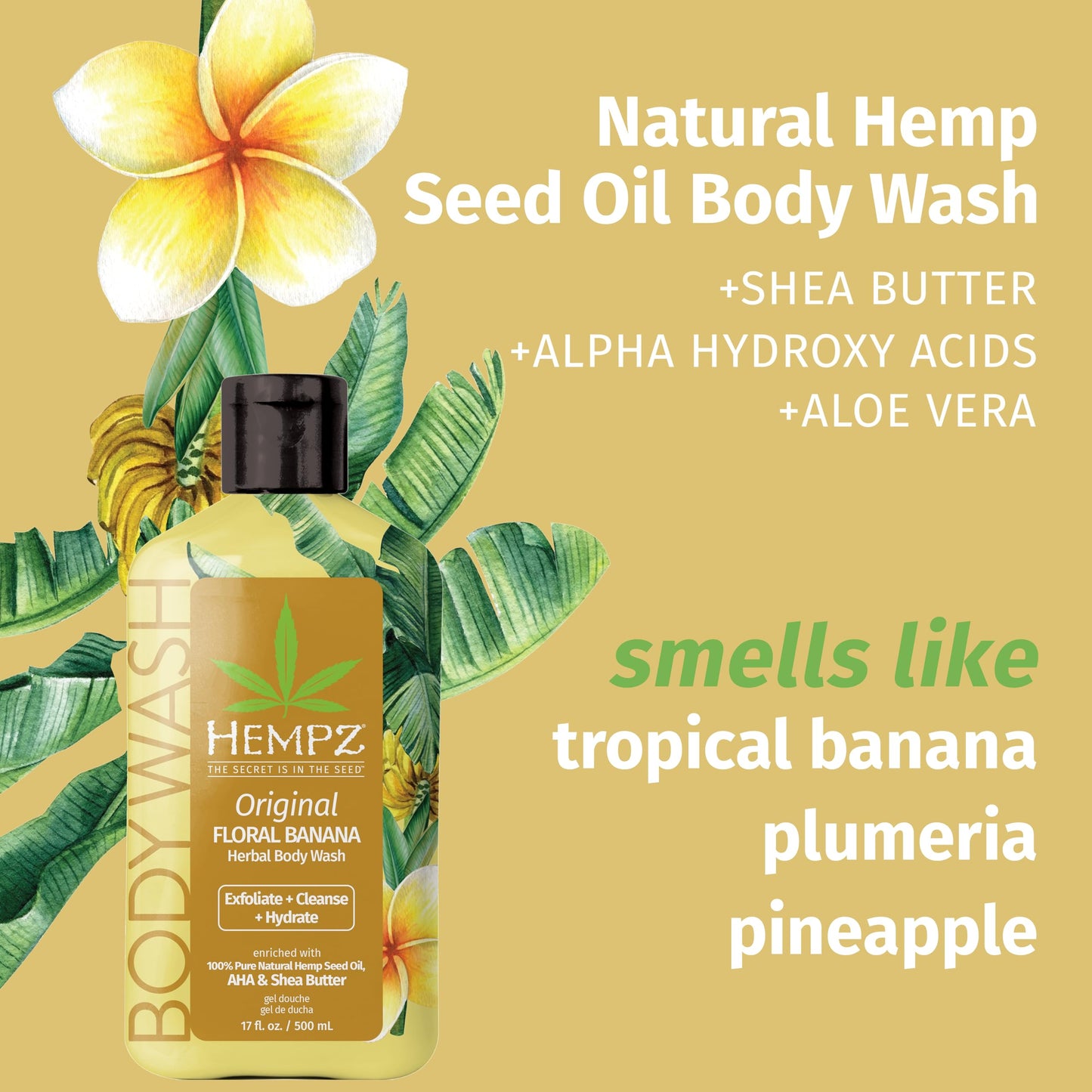 Hempz NEW Mini Body Wash, Original Herbal Travel Size Shower Gel, 2.25 oz. Beauty & Personal Care Hempz