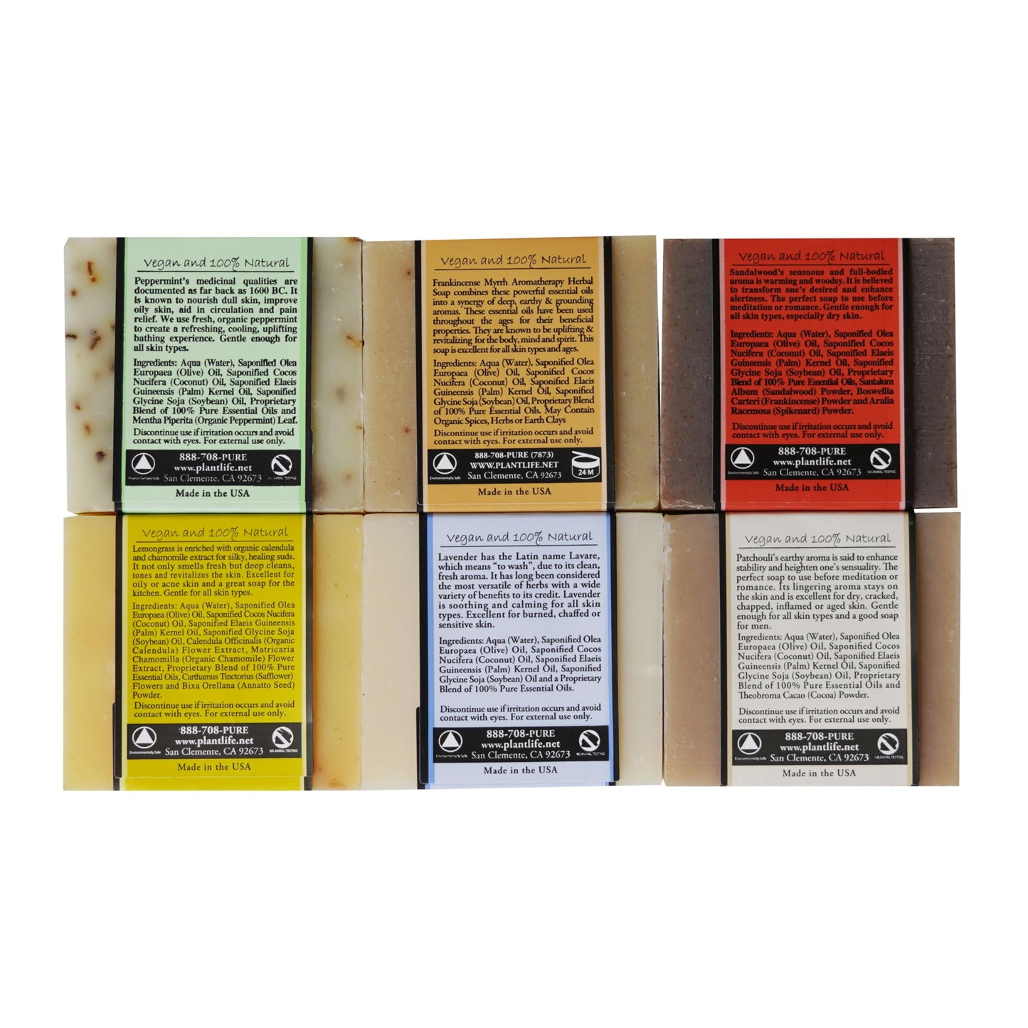 Plantlife Top 6 Herbal Bar Soaps - Moisturizing and Soothing Soap for Your Skin - Hand Crafted Using Plant-Based Ingredients - Made in California 4oz Beauty & Personal Care Plantlife