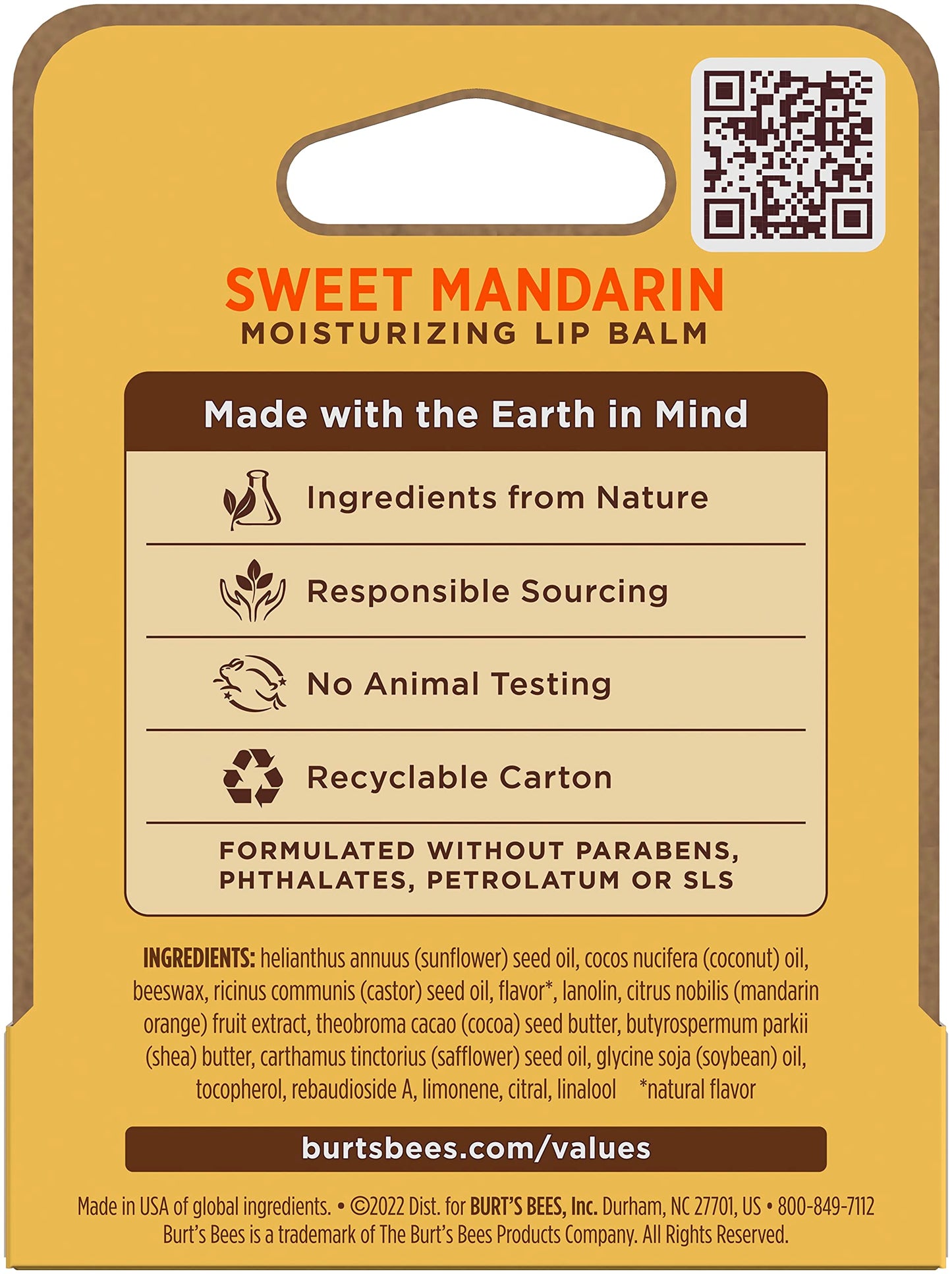 Burts Bees Sweet Mandarin Moisturizing Lip Balm Unisex 0.15 oz Beauty & Personal Care Burt's Bees