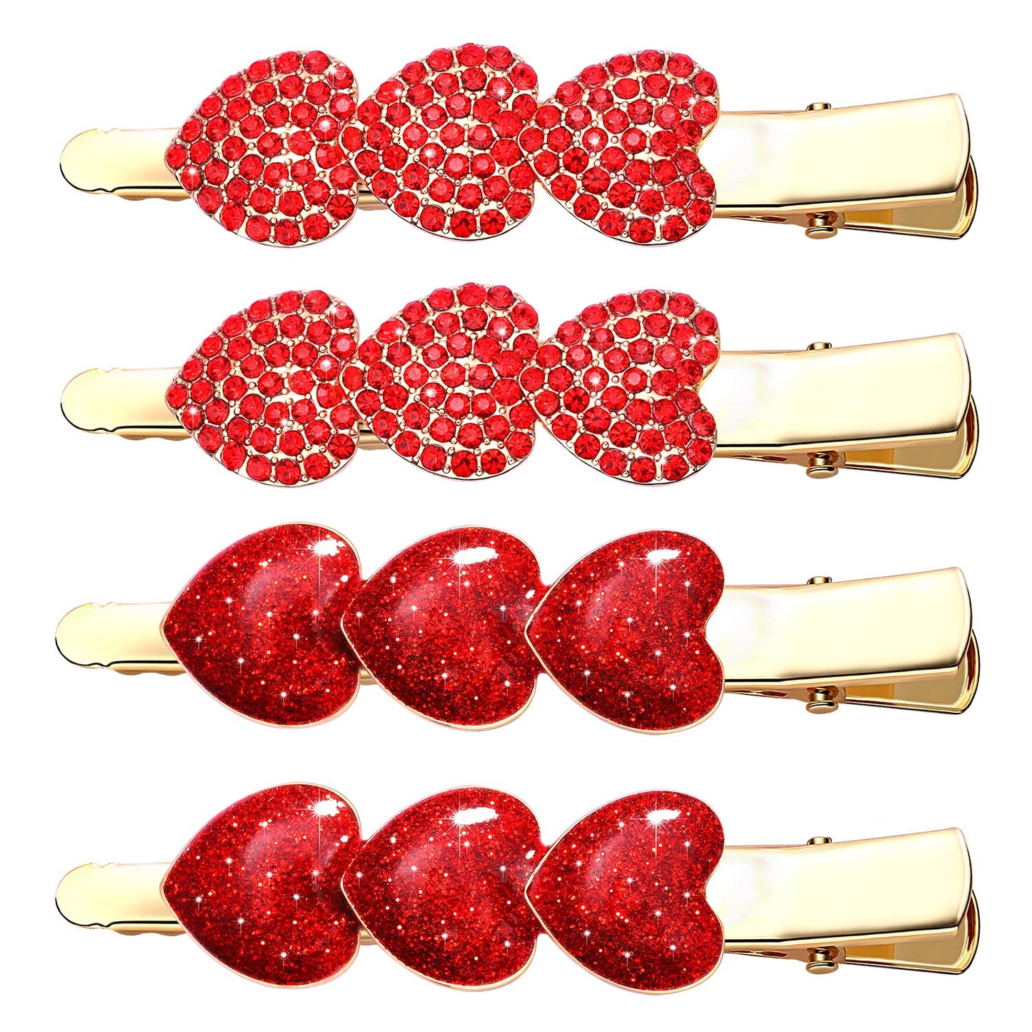 4PCS Valentine's Day Hair Clips for Women Rhinestone Heart Hairpins Glitter Heart Barrettes Enamel Hair Accessory Valentine's Day Gifts for Women Beauty & Personal Care JERTOCLE