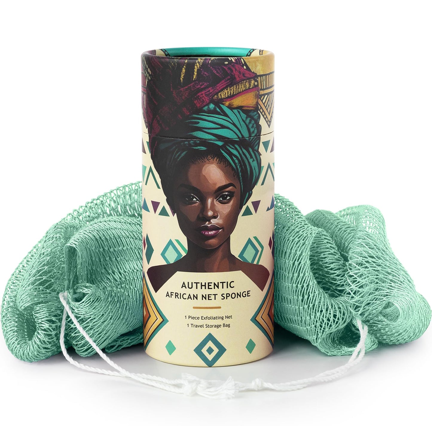 African Net Sponge Authentic - Afro Scrub Exfoliating Net Sponge with Knots - African Bath Sponges for Body Scrubber Exfoliator - Back Scrubber Beauty and Personal Care MINISENTIALS