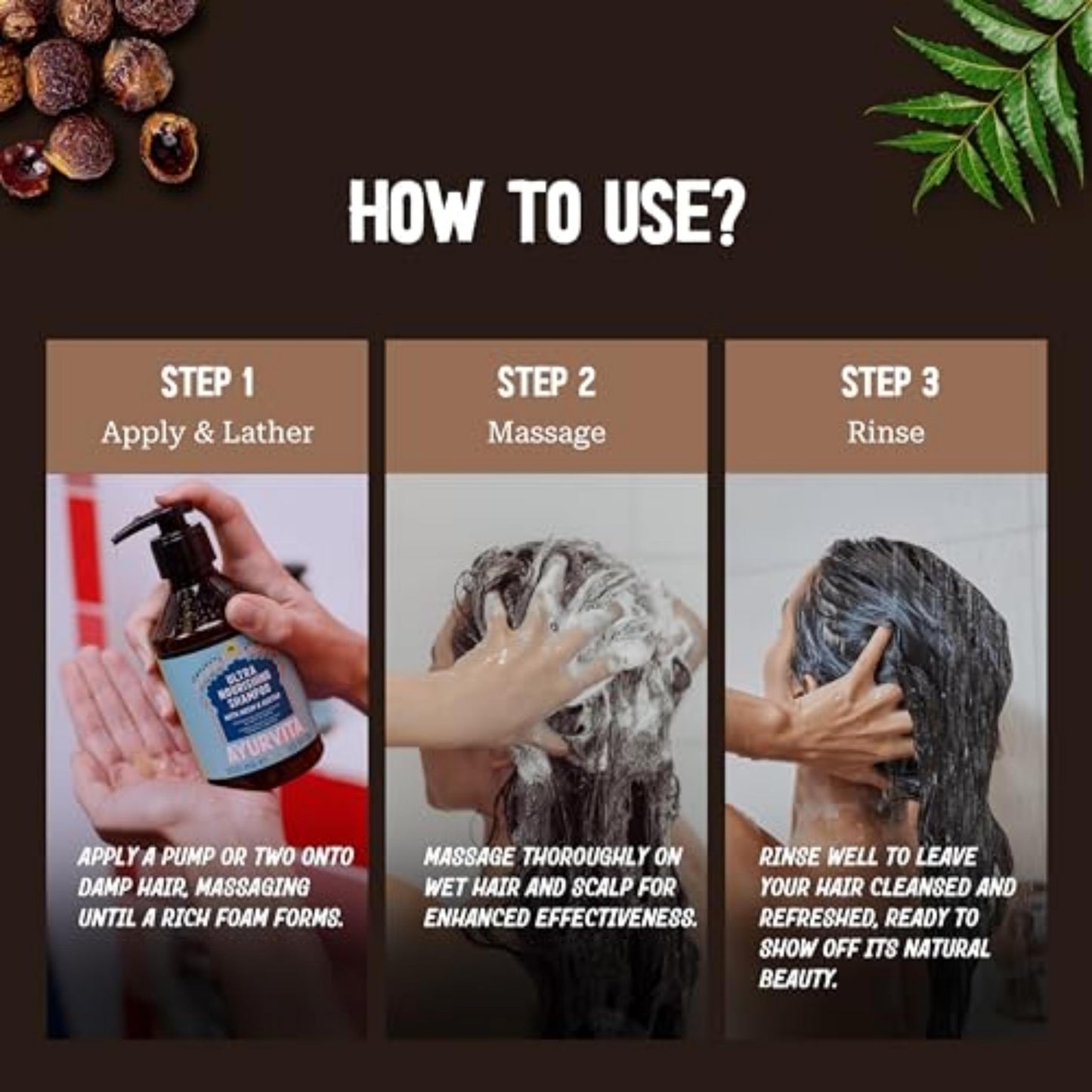 AyurVita Shampoo - Daily Nourishing Shampoo - Neem and Reetha Infused - Suitable For All Hair Types - Moisturizing, Strengthening & Lightweight Beauty & Personal Care AyurVita