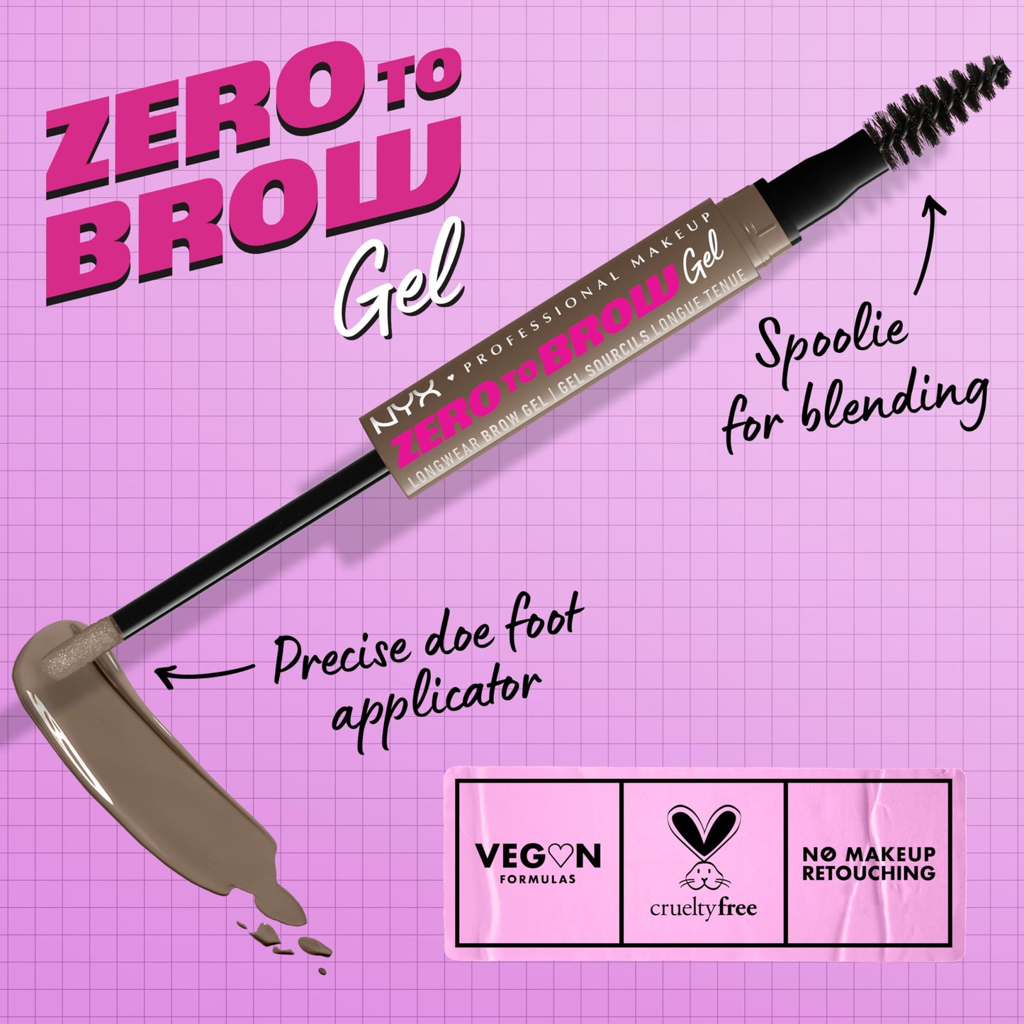 NYX PROFESSIONAL MAKEUP Zero to Brow, Longwear Eyebrow Gel, Ash Brown Beauty & Personal Care NYX PROFESSIONAL MAKEUP