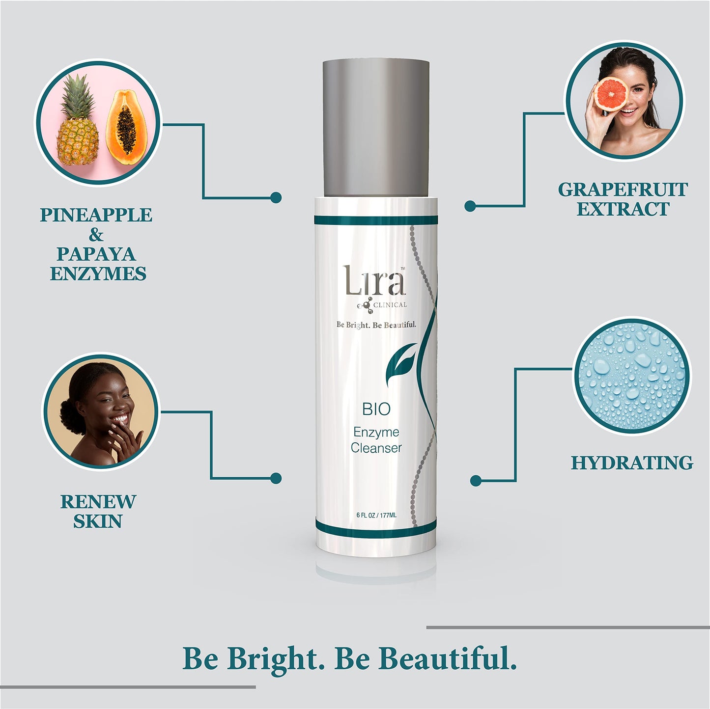 Lira Clinical BIO Enzyme Cleanser for Oily Skin Control - Hydrophilic Exfoliating Facial Cleanser - Deep Cleansing Skincare and Hydrating Care - 6 Oz Beauty & Personal Care Lira Clinical