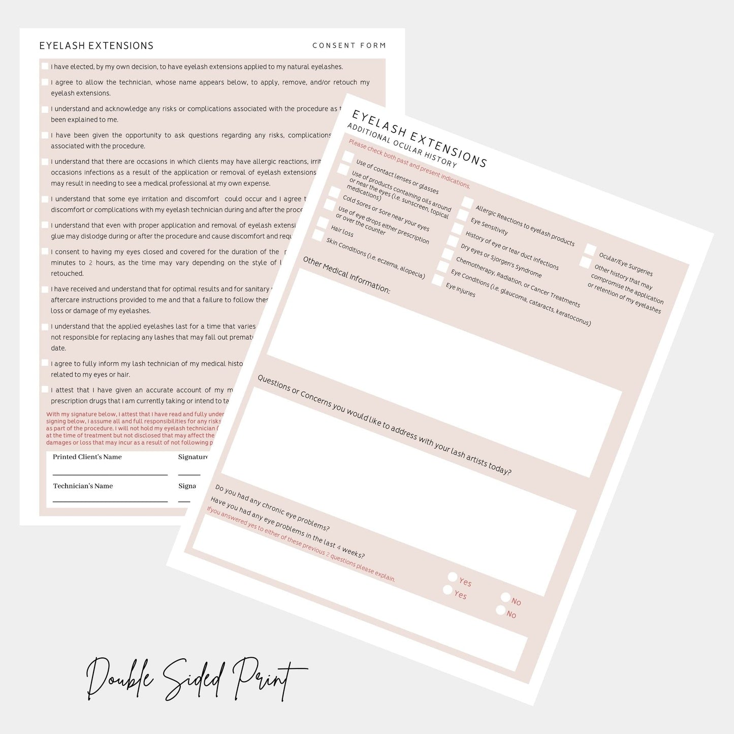 Lash Extension Eyelash Consent, Intake, Aftercare forms with Mapping | 100 Pack | 25 of each Consent, Intake, Aftercare, and Mapping Forms for Lash Beauty & Personal Care Lashicorn