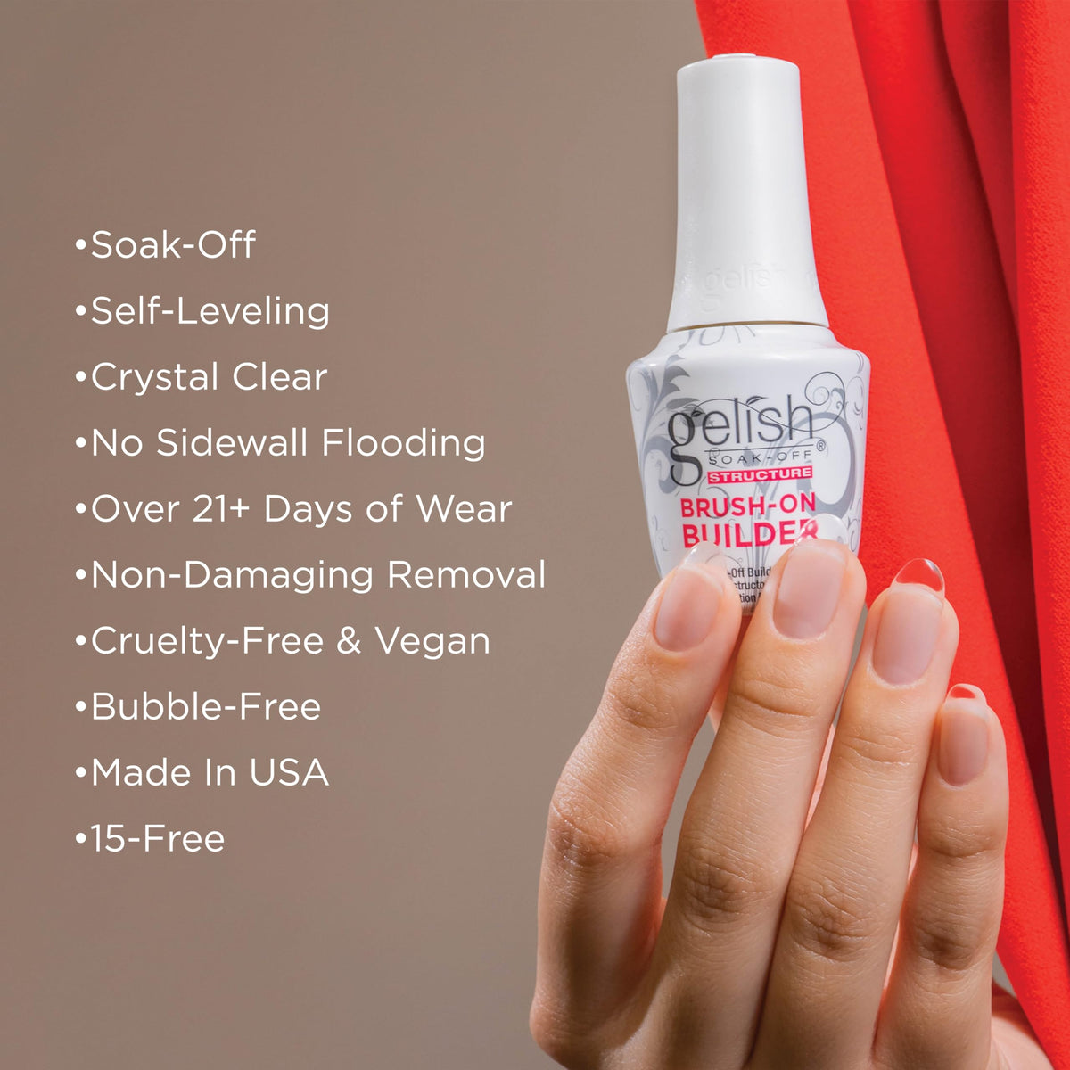 Gelish TPO-Free Soak-Off Brush-On Builder - Clear, 15 mL
