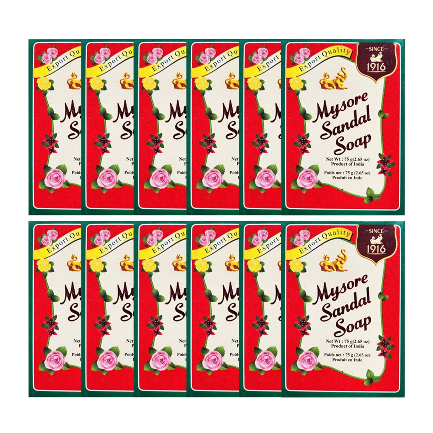 Mysore Sandal Soap 75g (Pack of 12) Beauty & Personal Care Mysore Sandal