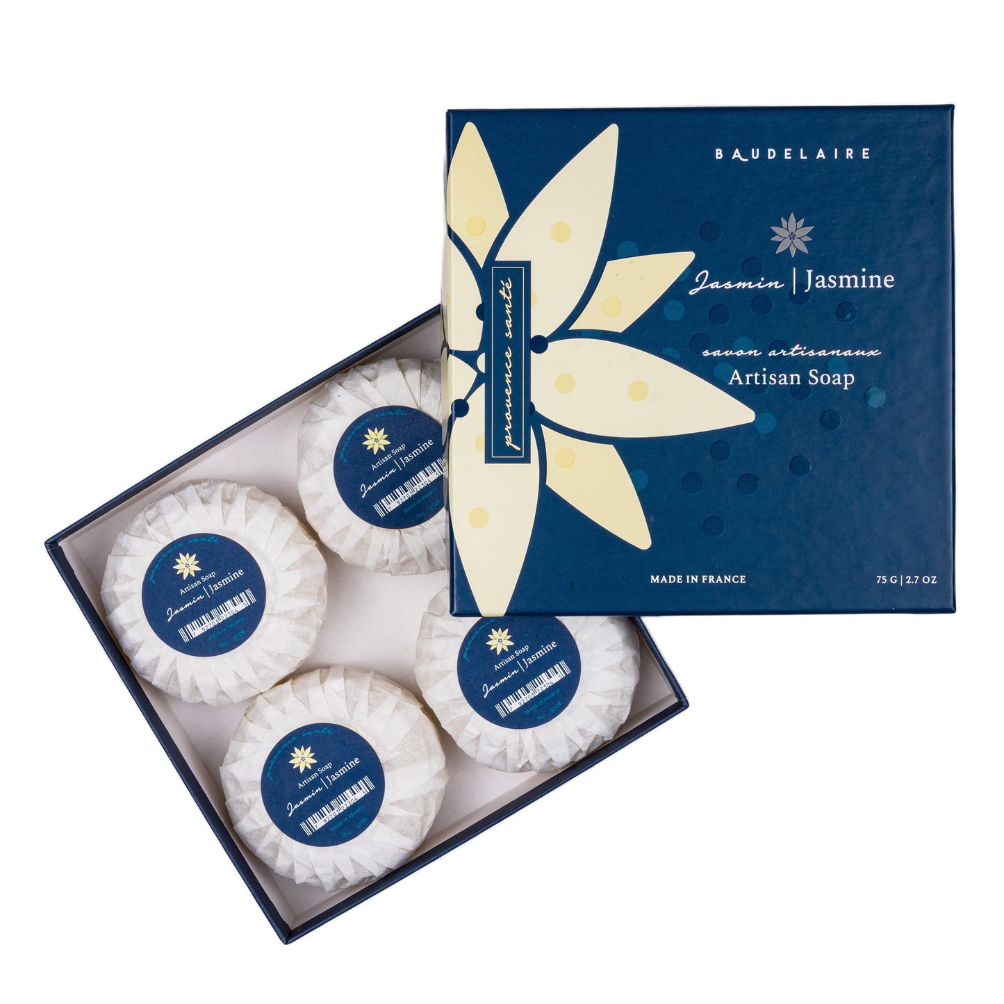 Provence Sante Luxury French Cleansing Bar - Moisturizing Shea Butter - Triple-milled Jasmine Fragrance, 2.7oz 4-Bar Gift Box Beauty & Personal Care Provence Sante