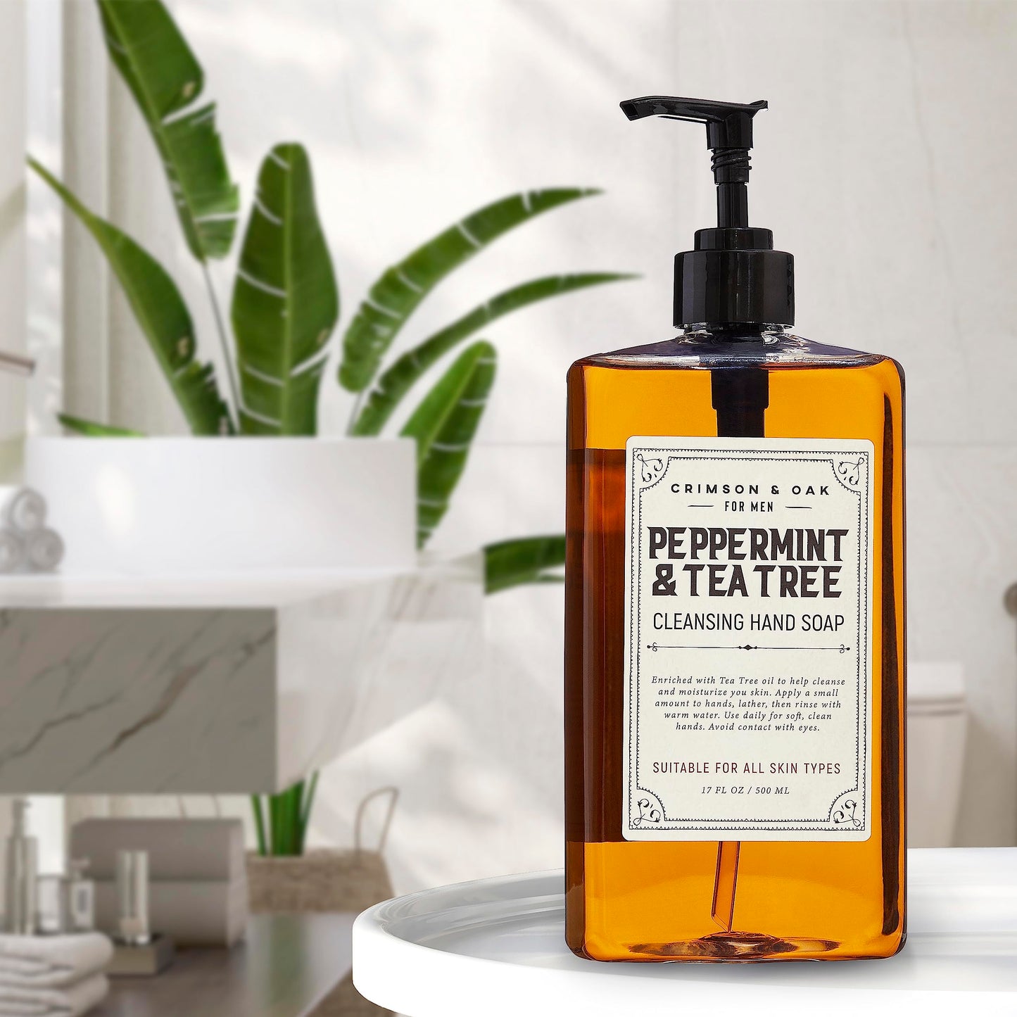 Body Prescriptions Crimson & Oak Men's Deep Cleansing Hand Soap with Pump Dispenser, 17 Fl Oz (Pack of 1), Peppermint and Tea Tree Beauty & Personal Care Body Prescriptions