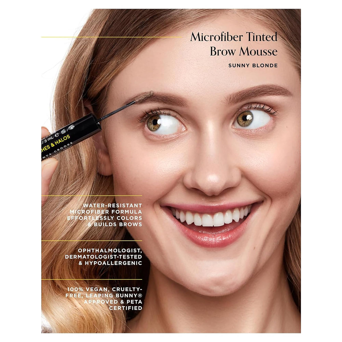 Arches and Halos Microfiber Tinted Brow Mousse - Richly Pigmented Eyebrow Shaper - Water Resistant Filler Pen - Vegan - Sunny Blonde - 0.11 oz