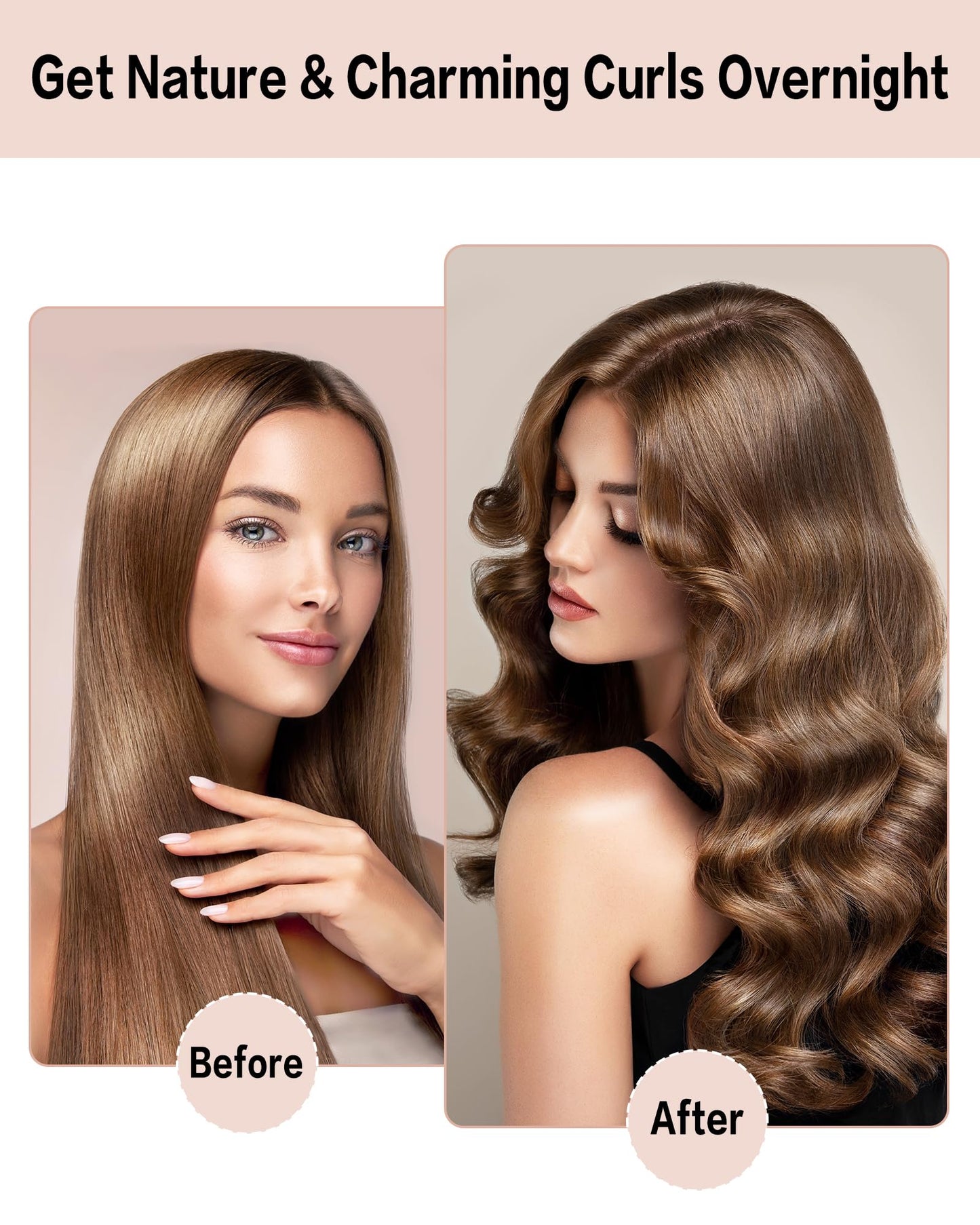 Seritant Heatless Curls Overnight with Satin Head Scarf, Velvet Hair Rollers for Blowout Look, No Heat Curling Rod for Long Thick Hair, Soft Sleep In
