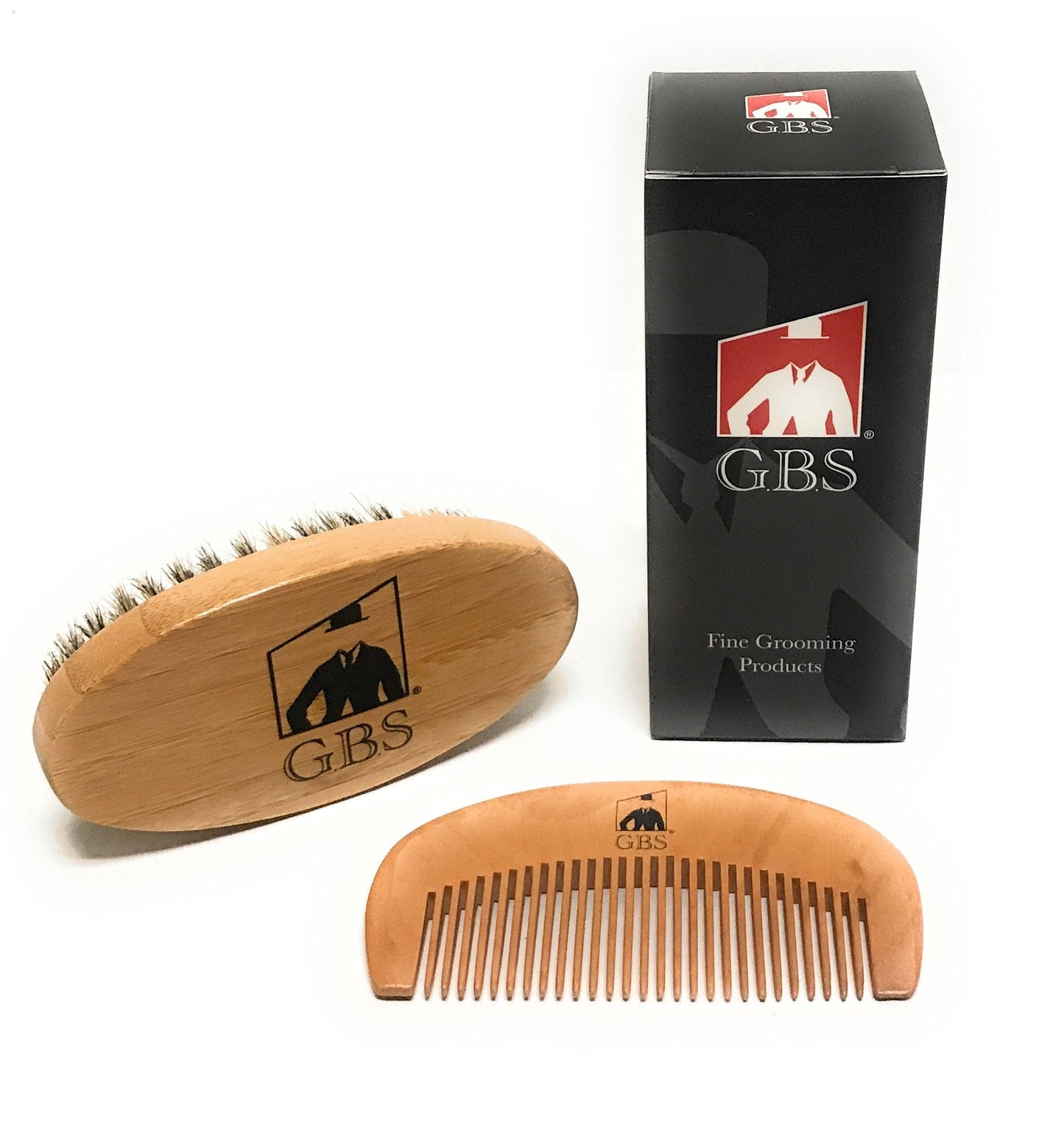 G.B.S Men's 100% Boar Bristle Beard Brush & Natural Wood Beard Comb Hair Mustache Shaving Brush Facial Hair Brush Portable and Travel Friendly Beauty and Personal Care G.B.S