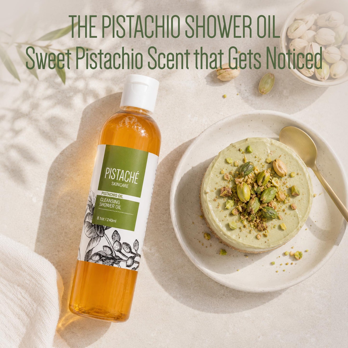 Pistaché Skincare Pistachio Oil Cleansing Shower Oil | Oil-to-Foam Formula | Moisturizing & Nourishing Body Wash with Vitamin E & Antioxidants, 8.1 oz Beauty & Personal Care Pistaché Skincare