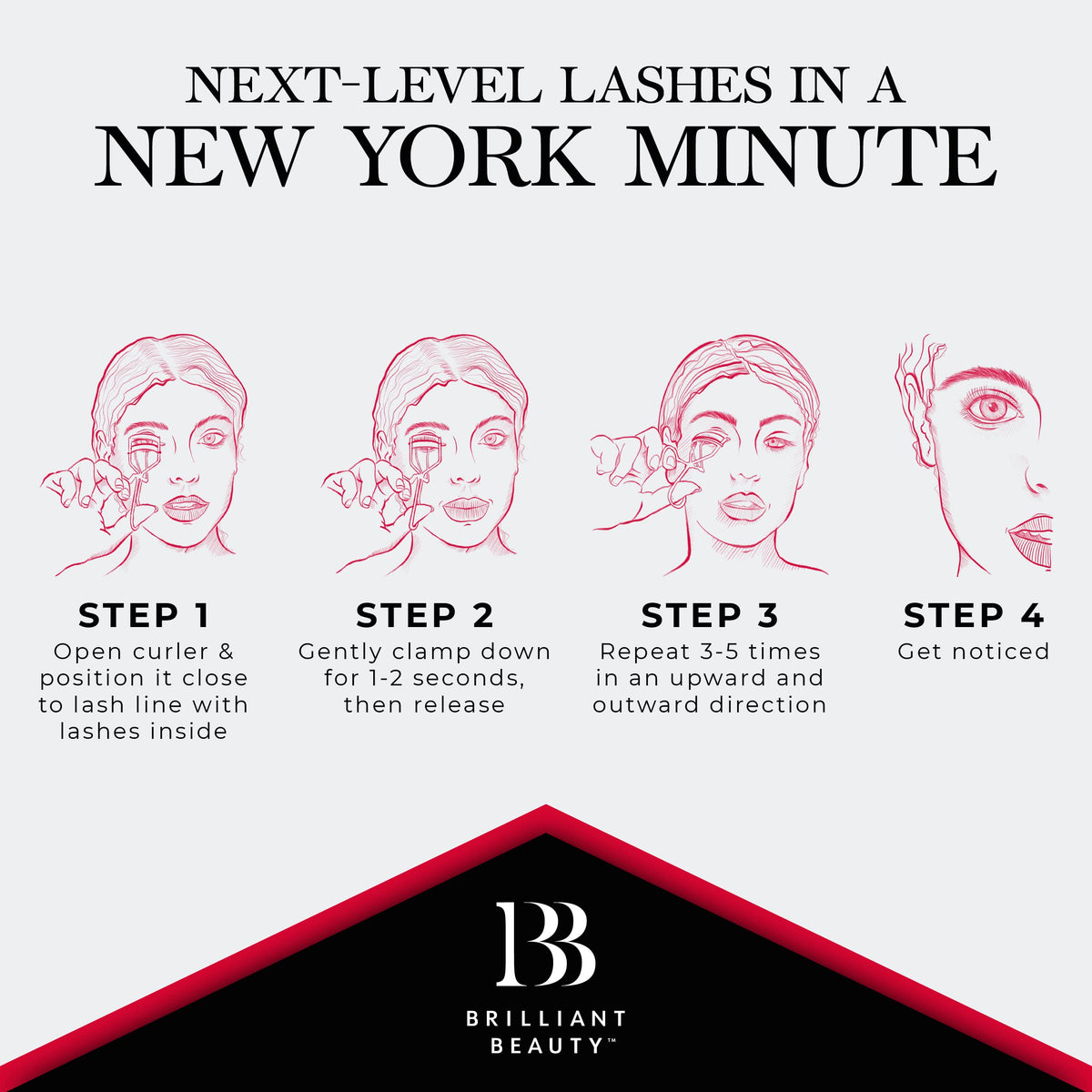 Brilliant Beauty Eyelash Curler with Satin Bag & Refill Pads - Award Winning - No Pinching, Just Dramatically Curled Eyelashes for a Lash Lift in