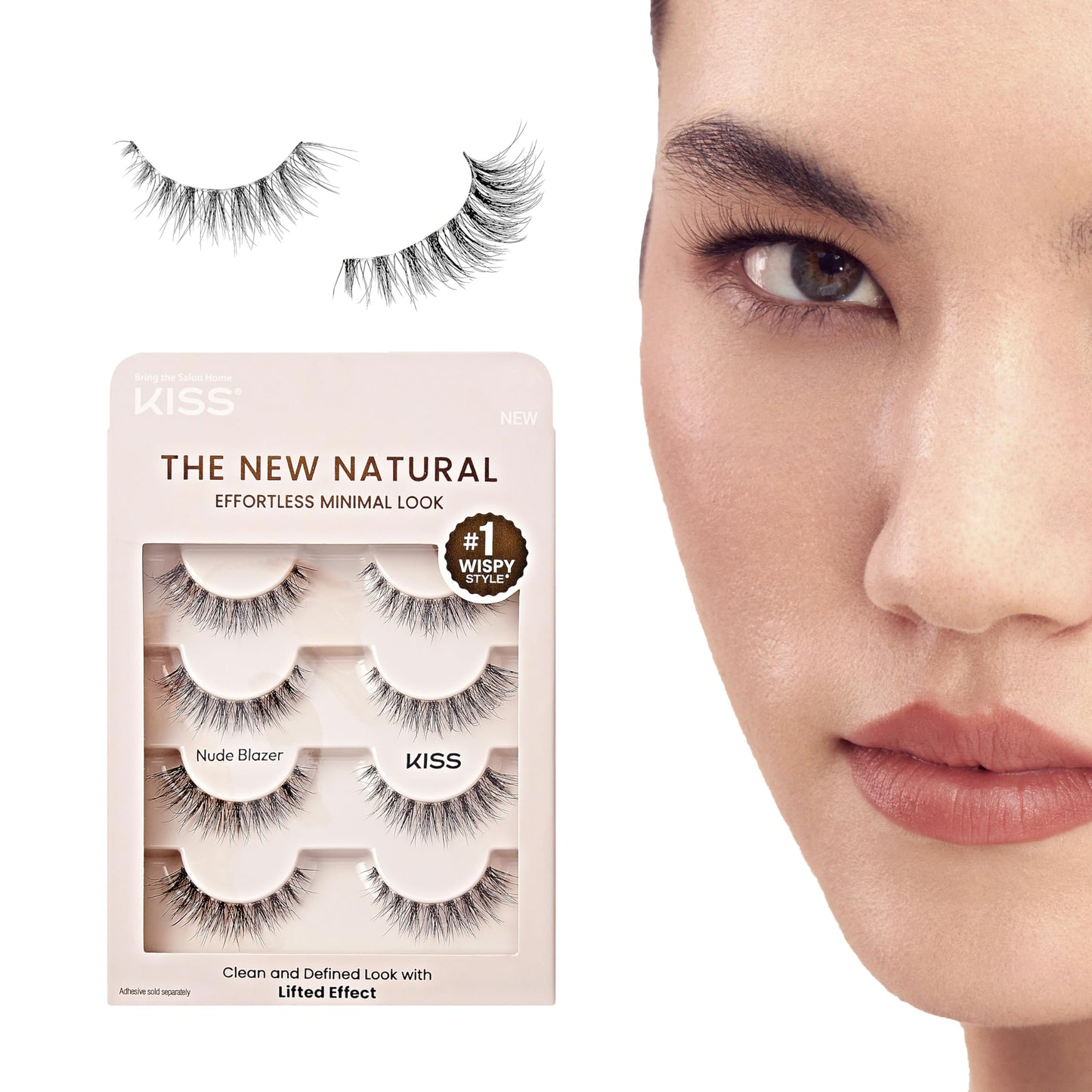 KISS The New Natural, False Eyelashes, 'Nude Blazer', 12mm, Includes 4 Pairs Of Lashes, Easy to Apply, Reusable Lash Clusters Beauty & Personal Care KISS