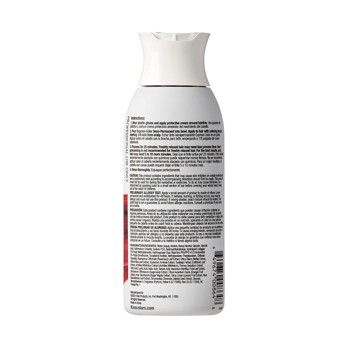 Kiss Express Semi-Permanent Hair Color 100mL (3.5 US fl.oz) (1 PACK, Truly Red) Beauty & Personal Care KISS