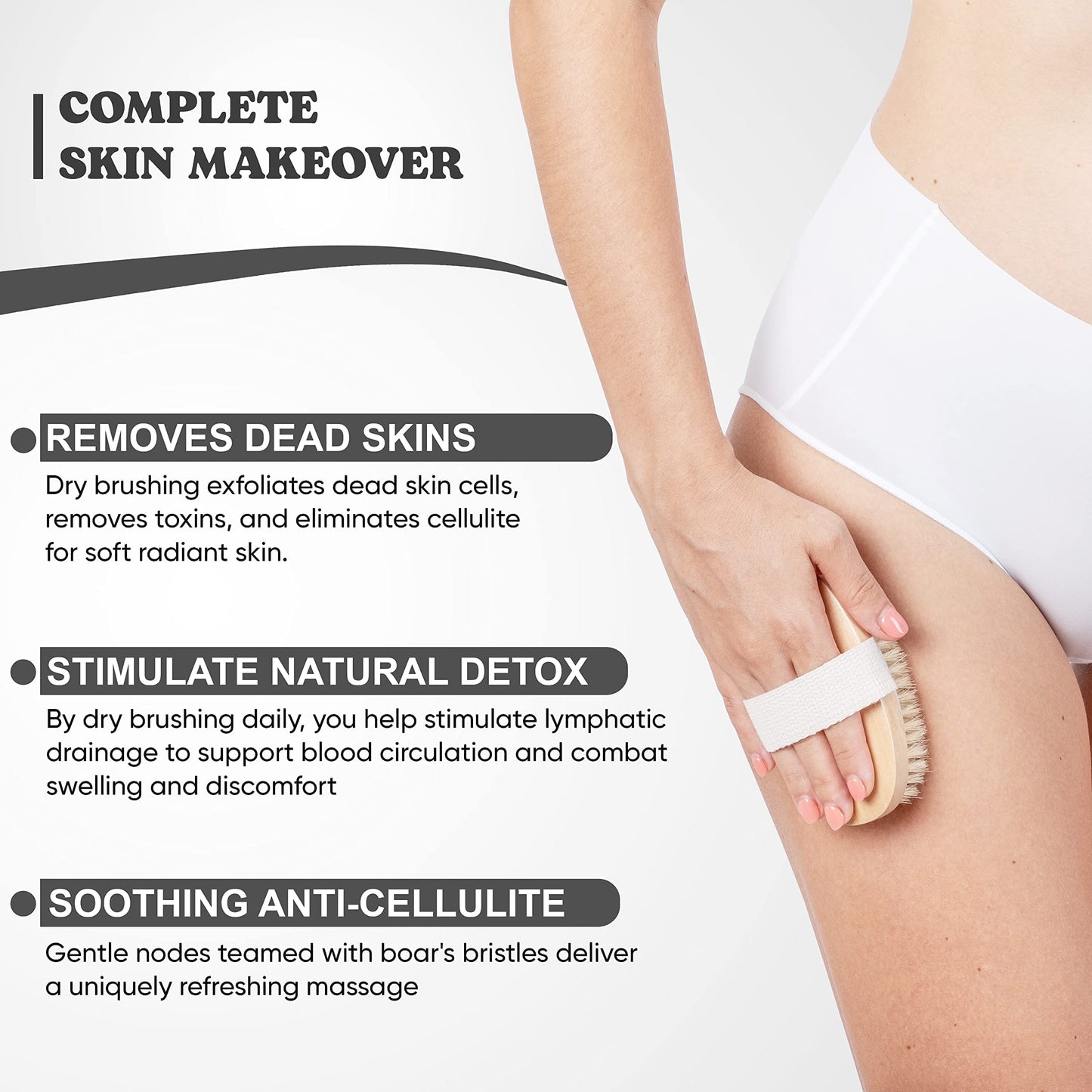 Lymphatic Drainage Paddle Wood & Dry Skin Brush Set - Anti-Cellulite Tools for a Healthier Lymphatic System With Body Brush Beauty and Personal Care GustoGoods