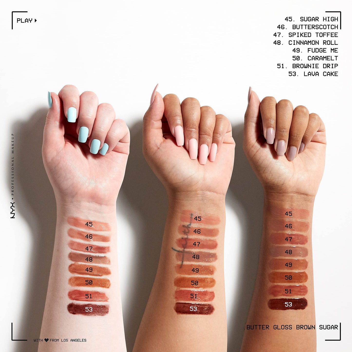 NYX PROFESSIONAL MAKEUP Butter Gloss Brown Sugar, Non-Sticky Lip Gloss - Pack Of 3 (Sugar High, Spiked Toffee, Butterscotch) Beauty & Personal Care NYX PROFESSIONAL MAKEUP
