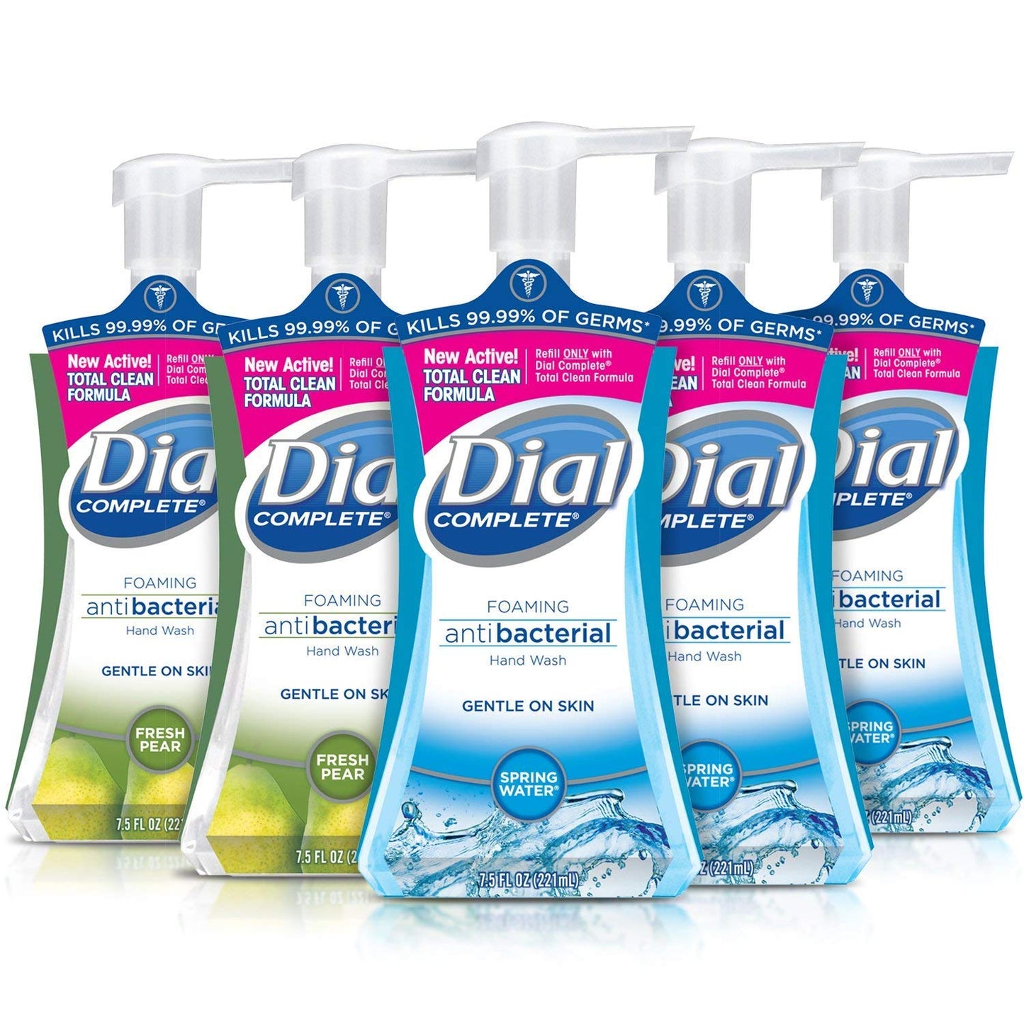 Dial Complete Antibacterial Foaming Hand Soap, 2-Scent Variety Pack, Spring Water/Fresh Pear, 7.5 Fluid Ounces Each , 5 count (Pack of 1) Beauty & Personal Care Dial