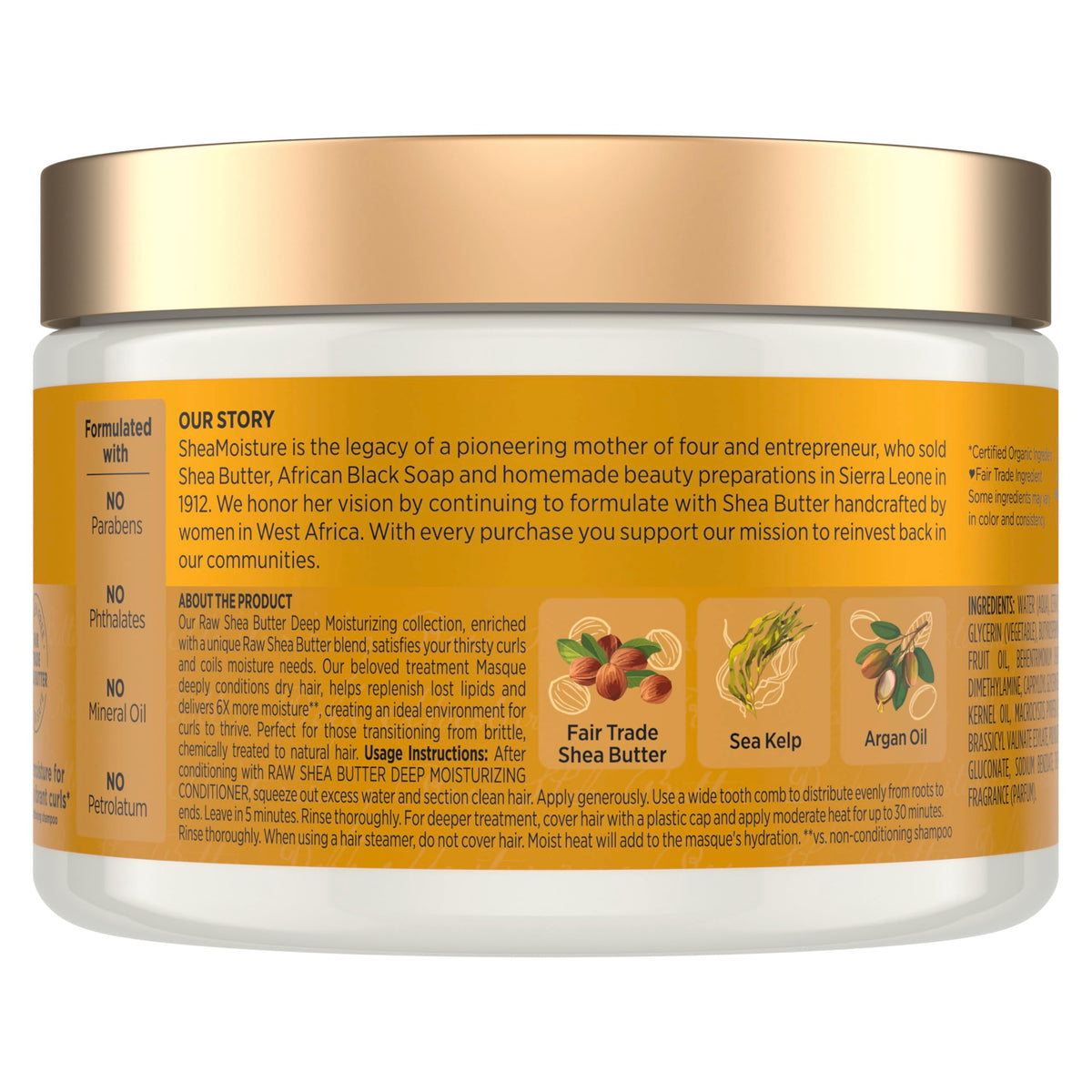 SheaMoisture Raw Shea Butter Deep Moisturizing Hair Masque Raw Shea Butter for Curly Hair Deep Conditioner to Moisturize and Renew Hair 11.5 oz