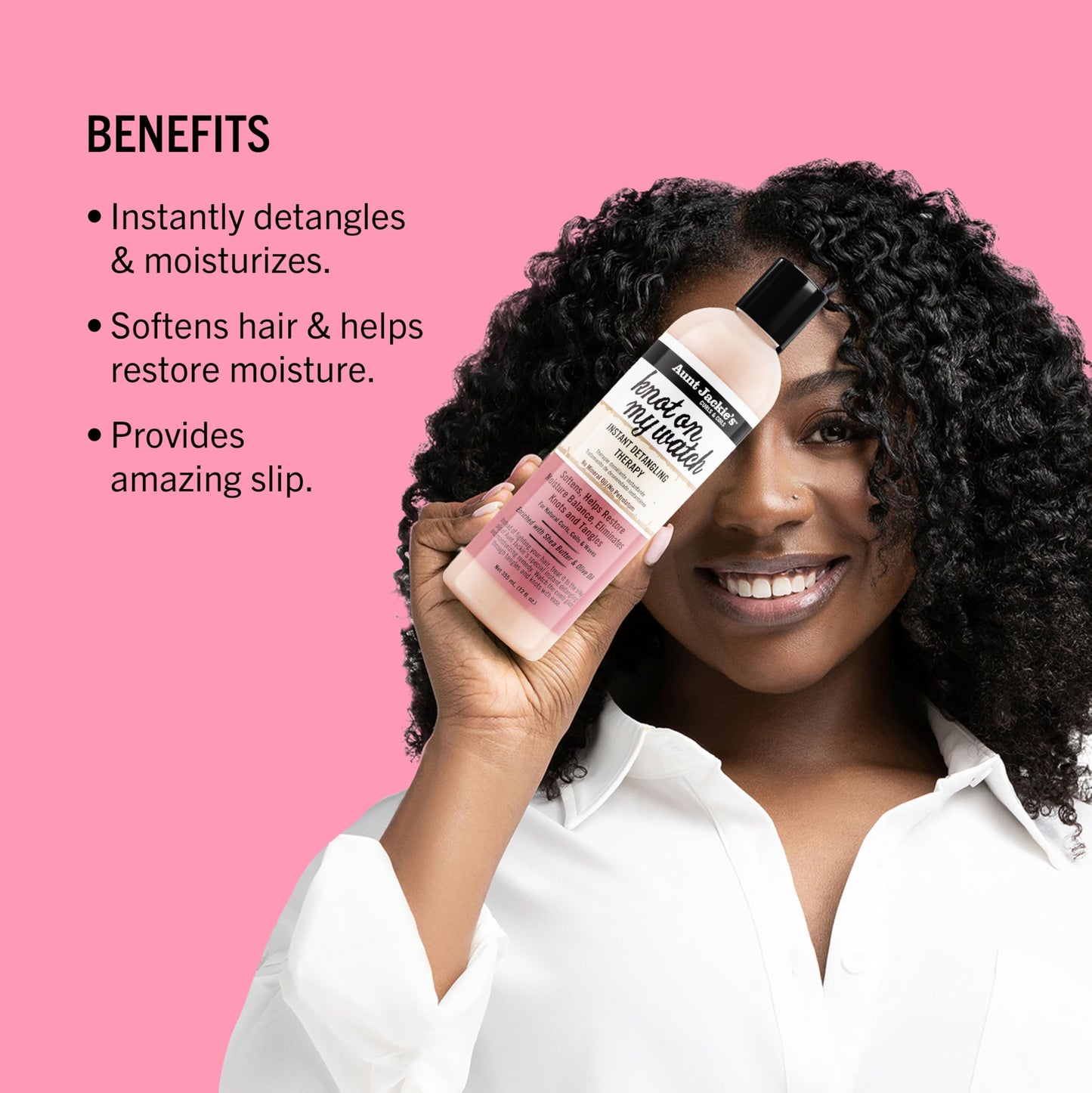 Aunt Jackie's Curls and Coils Knot On My Watch Instant Hair Detangling Therapy for Natural Curls, Coils and Waves, Enriched with Shea Butter, 12 oz Beauty & Personal Care Aunt Jackie's