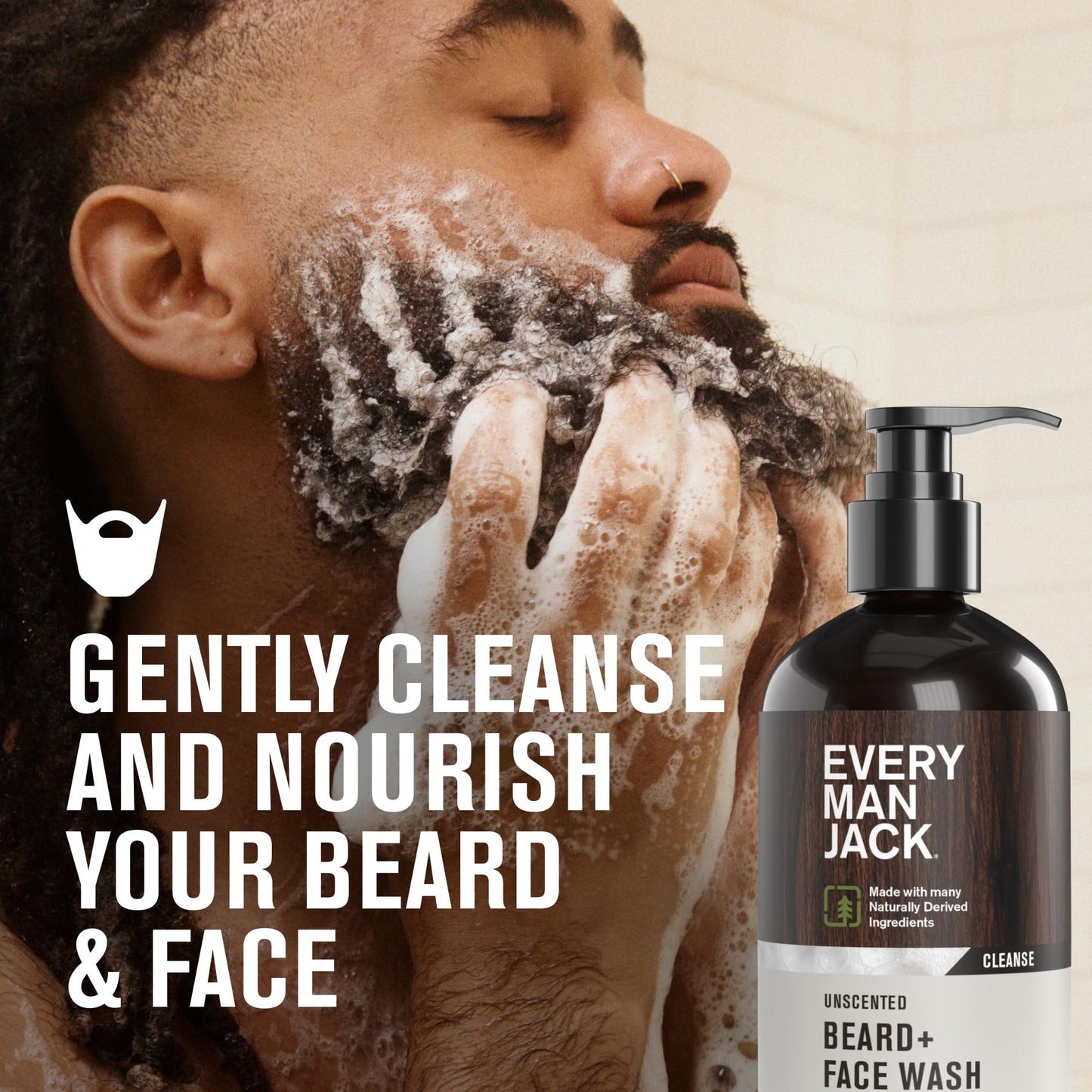 Every Man Jack Beard + Face Wash - Unscented for Sensitive Skin - Gently cleanse skin and soften beard - Made with Glycerin and Aloe - 6.7 fl. oz (2 Beauty and Personal Care Every Man Jack