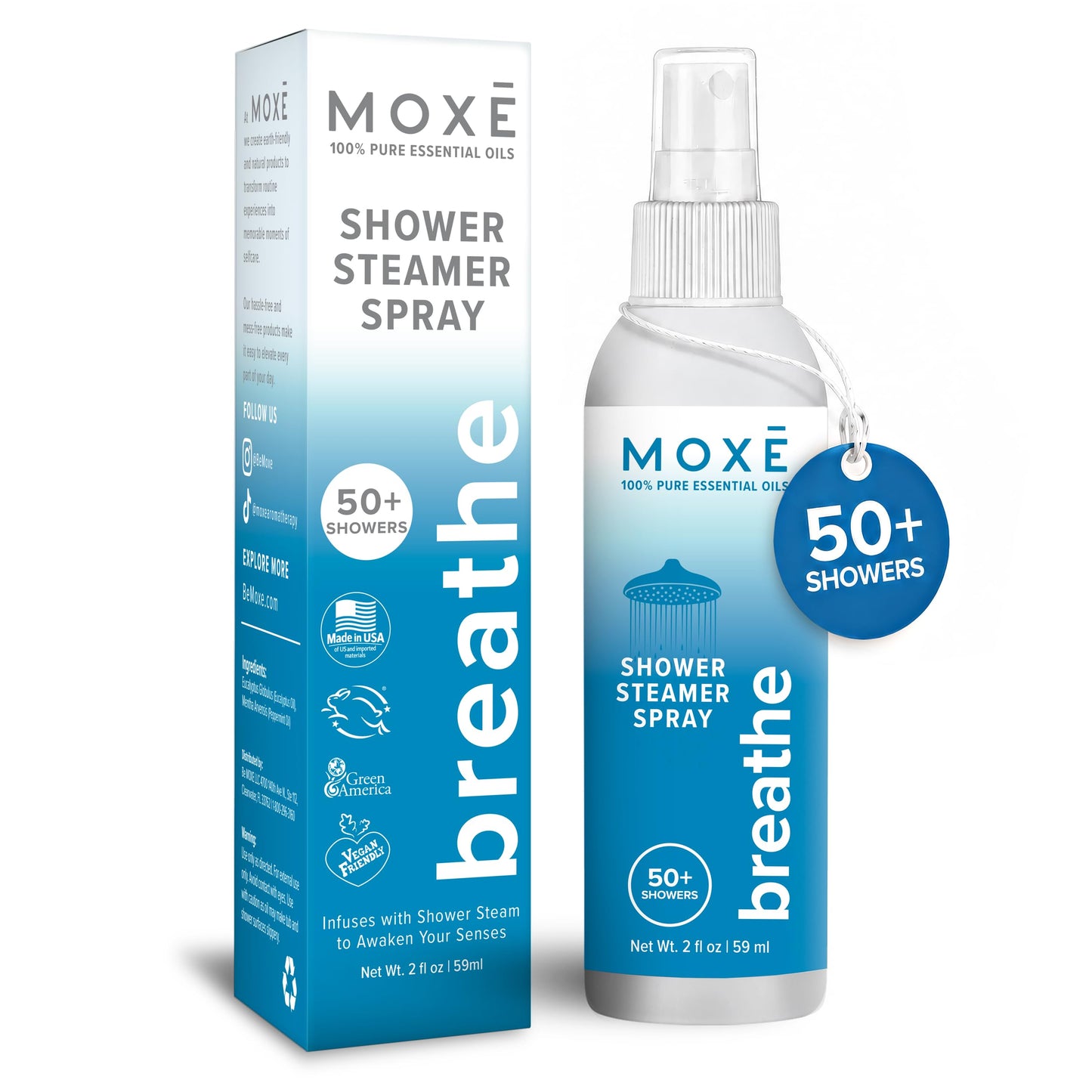MOX? Shower Steamer Spray Breathe Essential Oil Shower Spray - Relaxing Aromatherapy Mist for Home Spa Experience - Pure Plant Based Fragrance Beauty and Personal Care MOXE