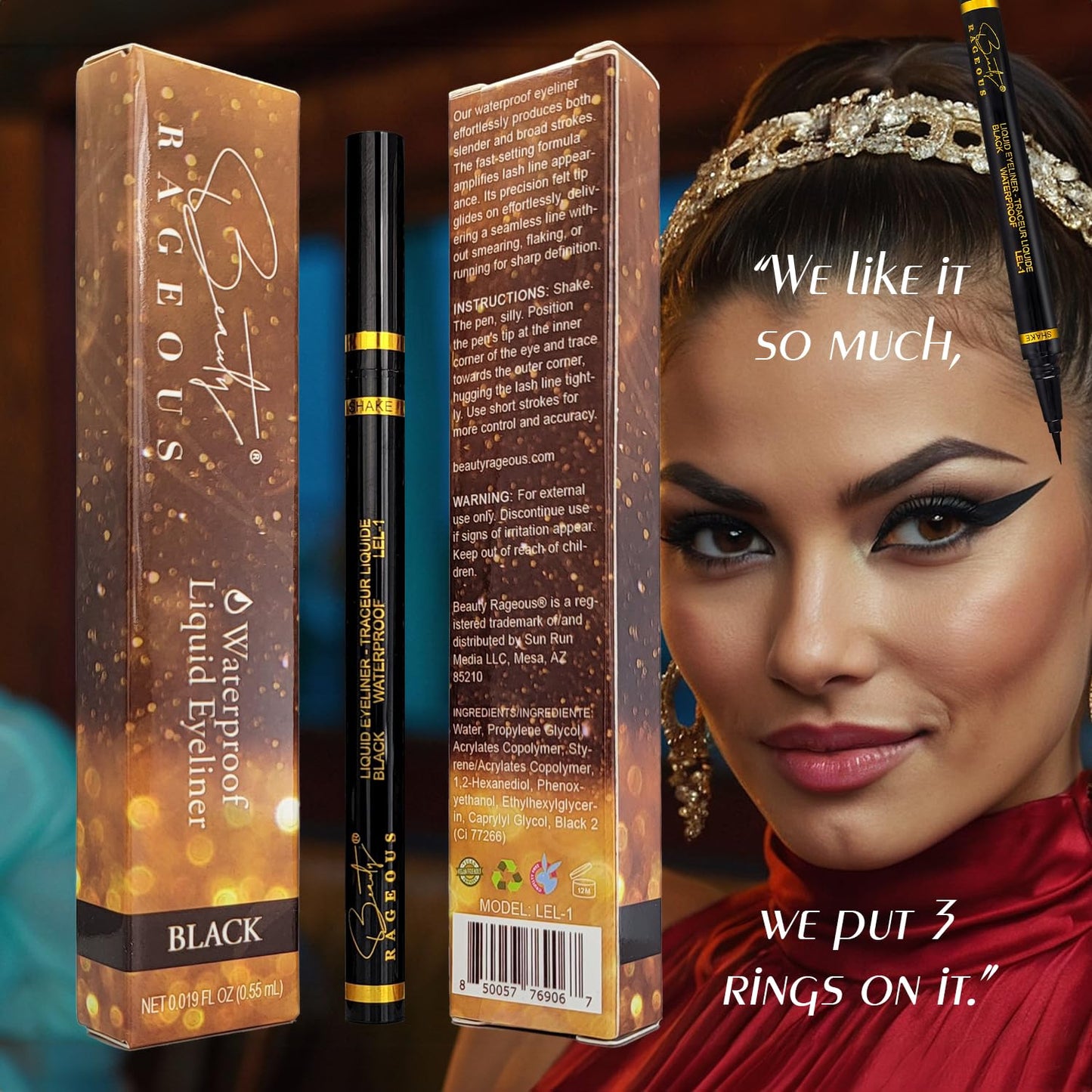 Beauty Rageous - Liquid Black Eyeliner - Waterproof, Smear-Resistant (LEL-1), Vegan, Cruelty-Free Beauty & Personal Care Beauty Rageous