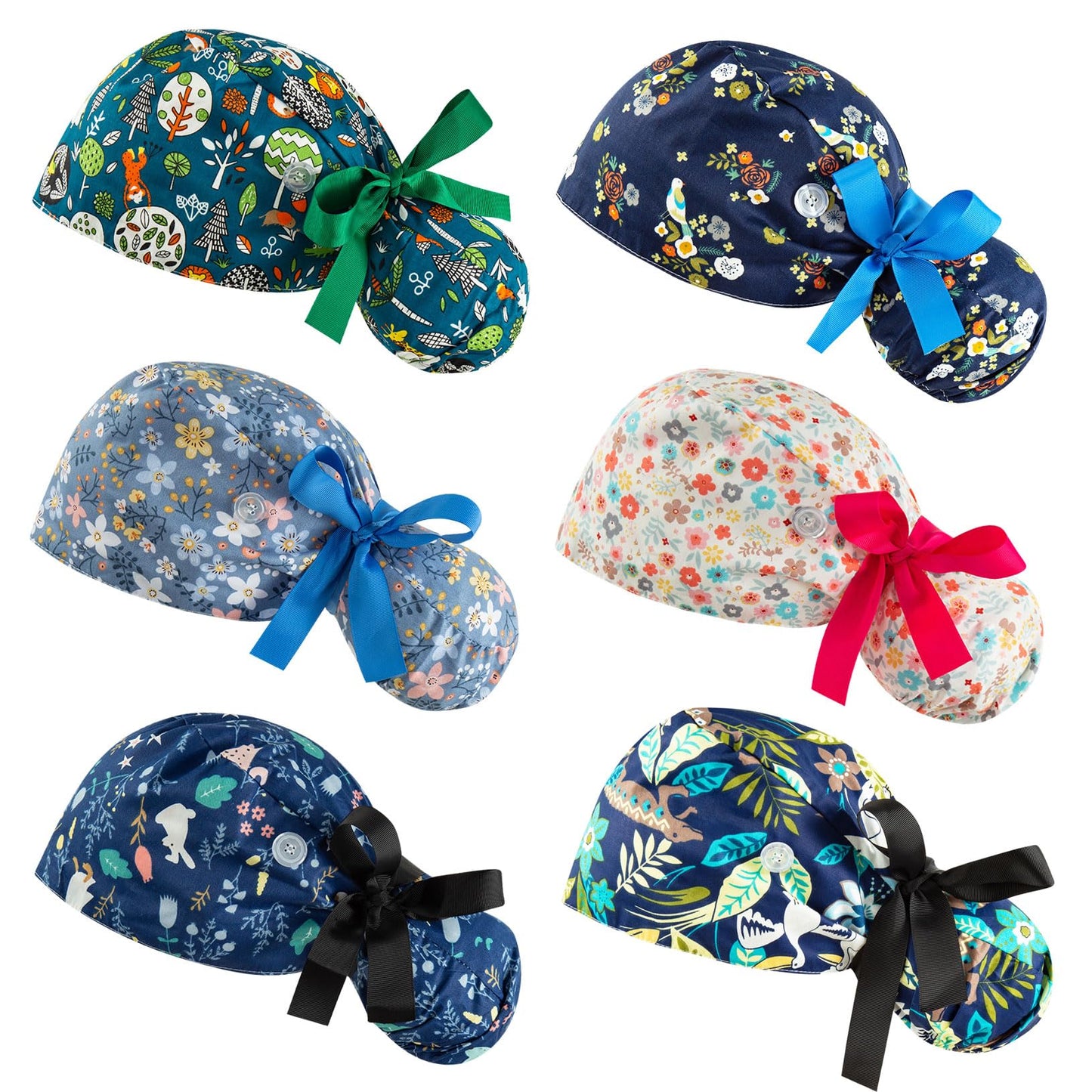 Scrub Caps Women Bouffant Scrub Caps, Adjustable Working Cap Ponytail Pouch Tie Back Shower Cap Beauty and Personal Care YEAJOIN