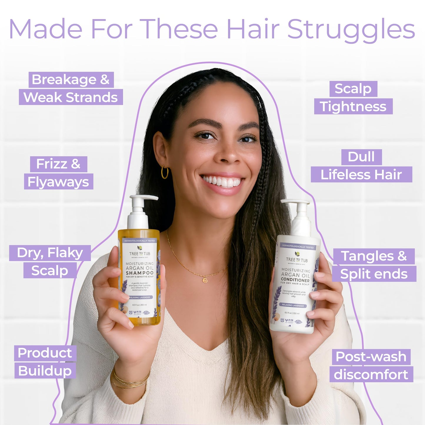 Tree To Tub Lavender Shampoo and Conditioner Set for Dry Hair, Dry Scalp, Frizz - Moisturizing Argan Oil Shampoo and Conditioner for Women & Men Beauty & Personal Care Tree To Tub