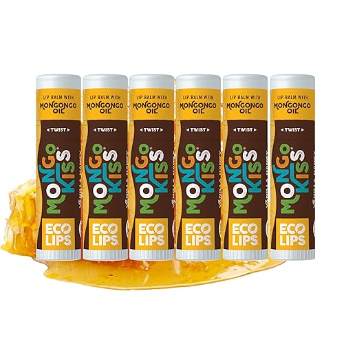 LIP BALM Mongo Kiss 6-Pack (6 tubes) Vanilla Honey by Eco Lips 100% Organic Beeswax & Cocoa Butter Lip Care with Organic Mongongo Oil - Soothe Beauty & Personal Care Eco Lips