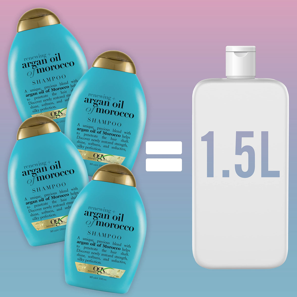 OGX Renewing and Cold-Pressed Argan Oil of Morocco Hydrating Shampoo, to Help Moisturize, Soften & Strengthen Hair, Paraben & Sulfate Free