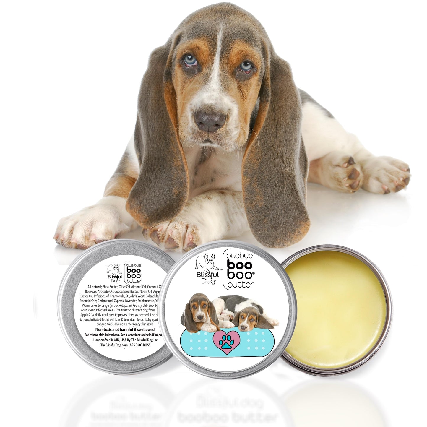 The Blissful Dog 2 oz TIN Basset Hound Booboo Butter Beauty and Personal Care The Blissful Dog