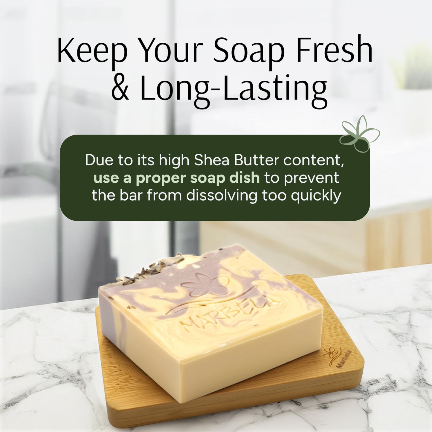 Marbela Cosmetics Lavender Dream Handmade Soap Bar - Made in USA, Vegan Friendly, Palm Oil Free, Natural Bar Soap - Gentle Face & Body Soap for Daily Beauty & Personal Care Marbela
