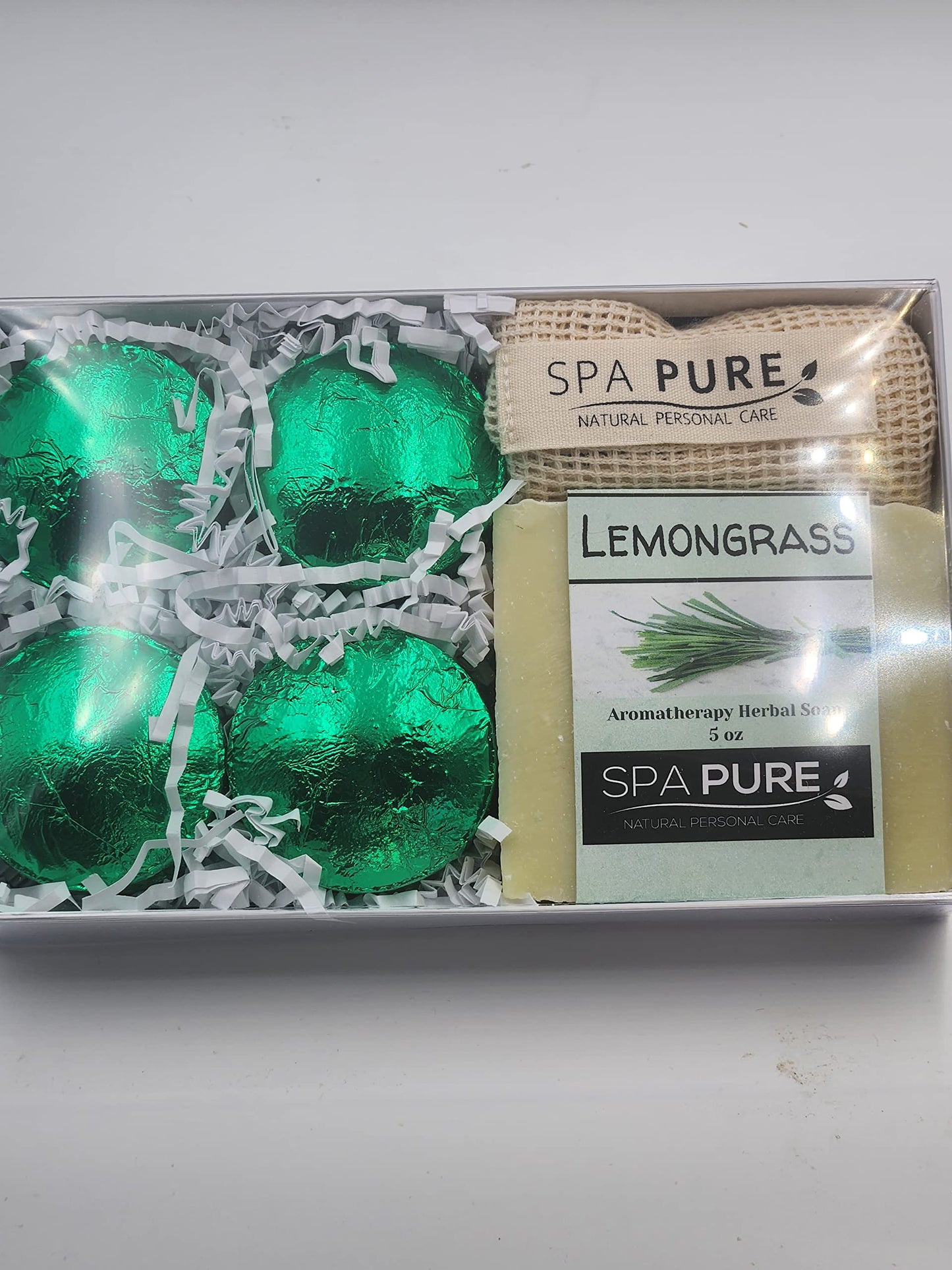 Spa Pure Aromatherapy Gift Set: Lemongrass Artisan soap, 4 Shower Steamers, made with plant based ingredients, essential oils, all natural Beauty and Personal Care Spa Pure