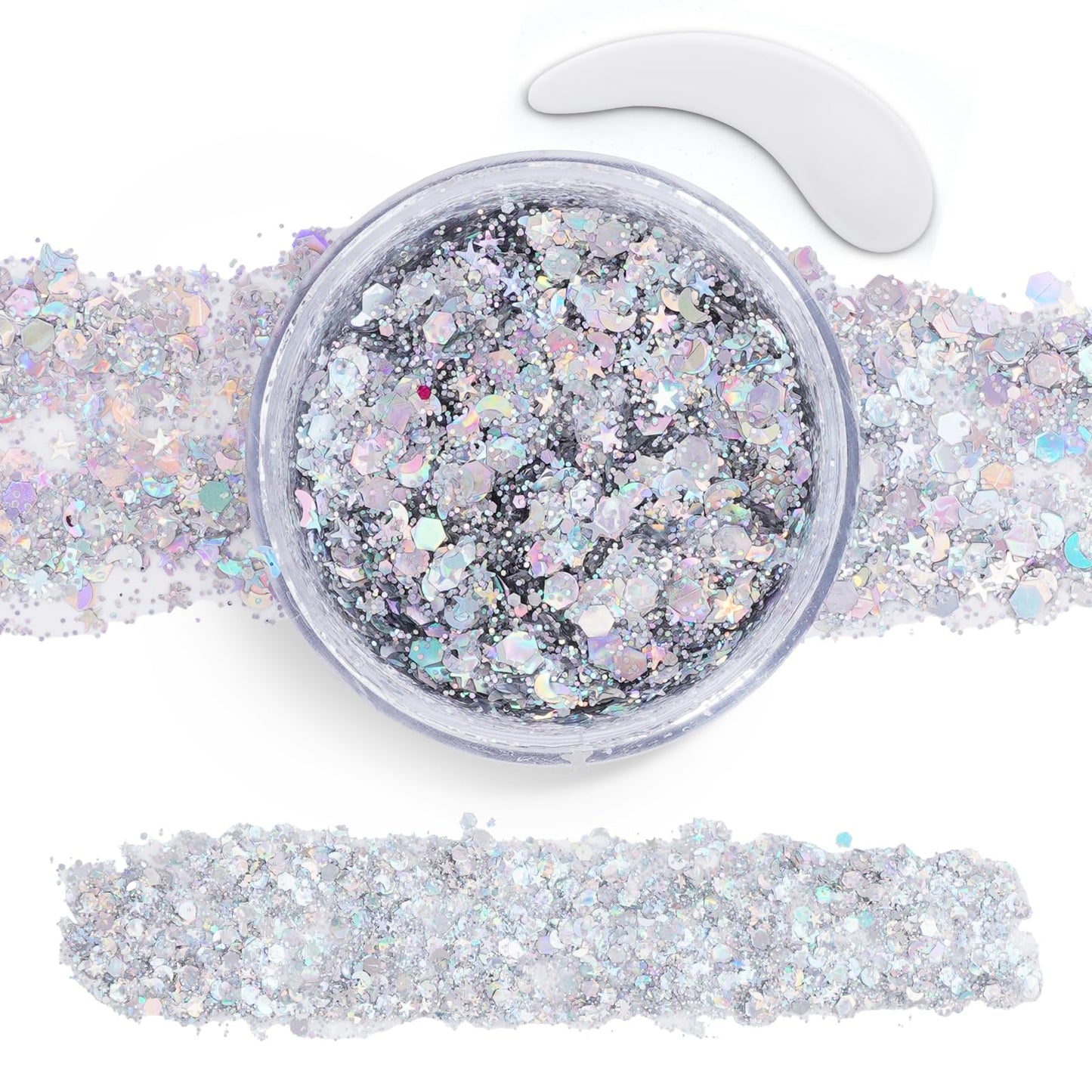 Silver Face Body Glitter Gel,Chunky Hair Glitter for Singer Concerts Silver Face Paint, Makeup Festival Rave Accessories for Women Face Body DIY Beauty & Personal Care TUHPIBK