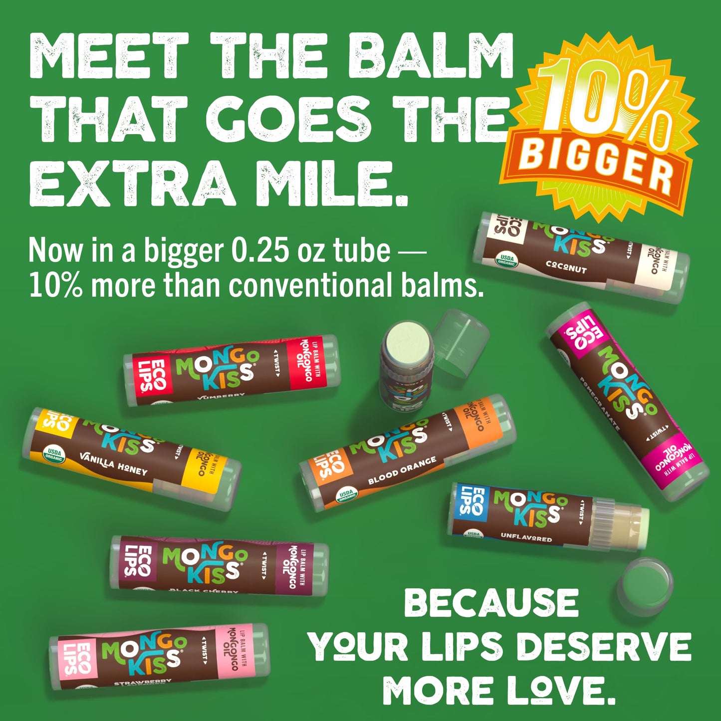 LIP BALM Mongo Kiss 6-Pack (6 tubes) Vanilla Honey by Eco Lips 100% Organic Beeswax & Cocoa Butter Lip Care with Organic Mongongo Oil - Soothe Beauty & Personal Care Eco Lips